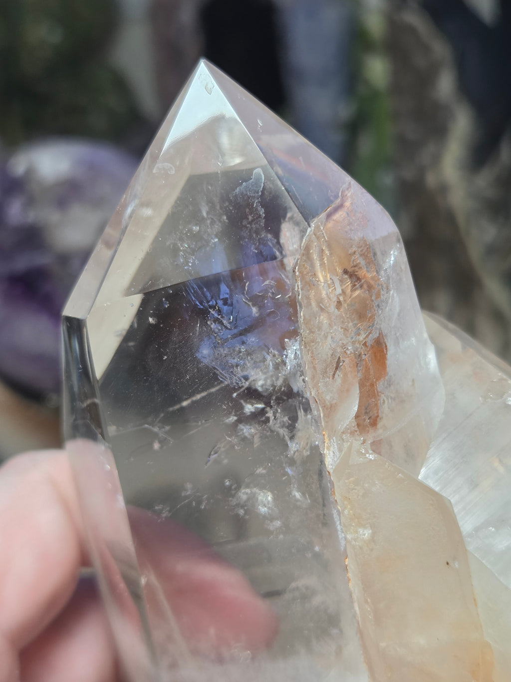 Large raw clear quartz crystal from Brazil