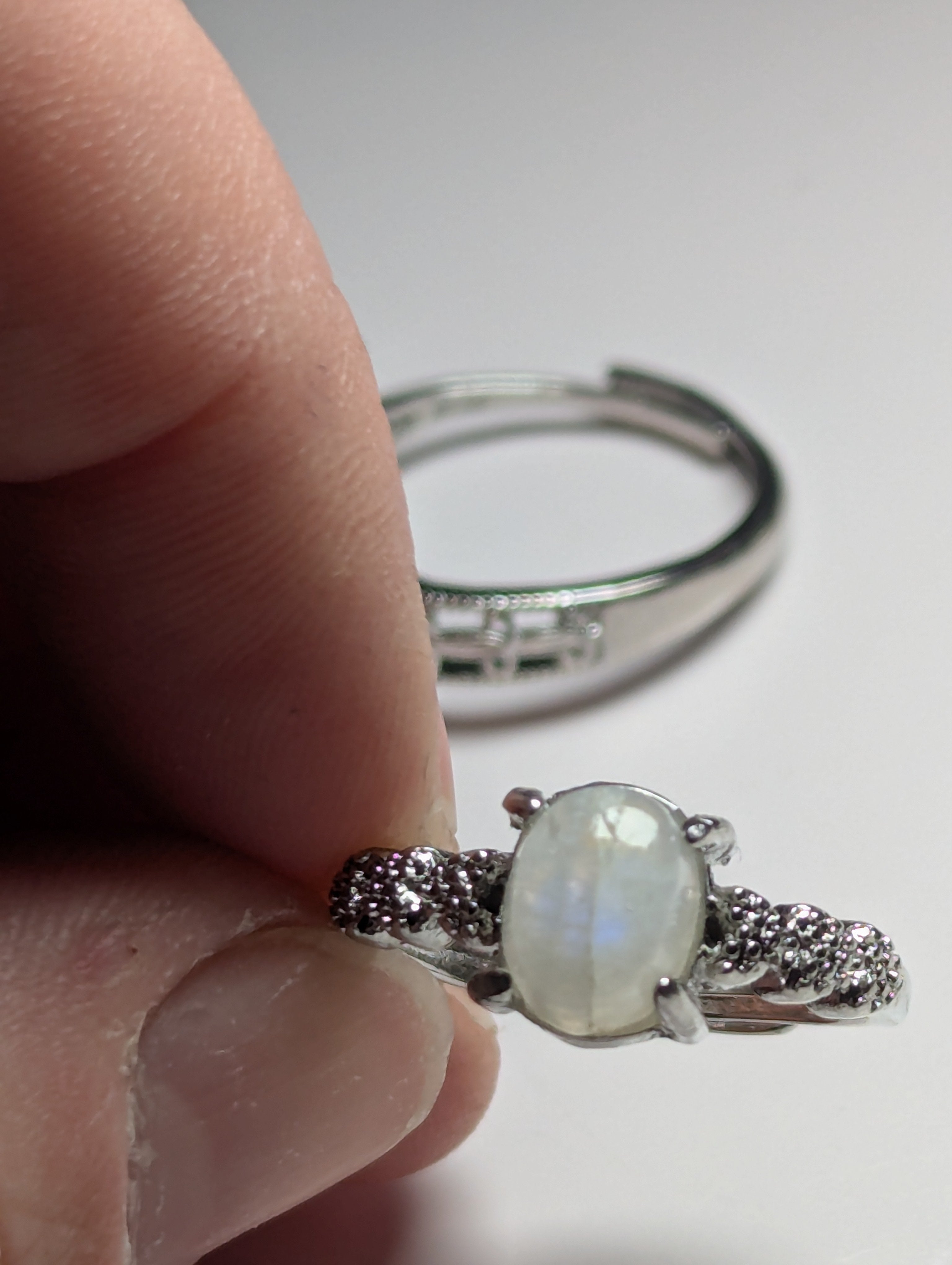 Moonstone crystal adjustable ring
