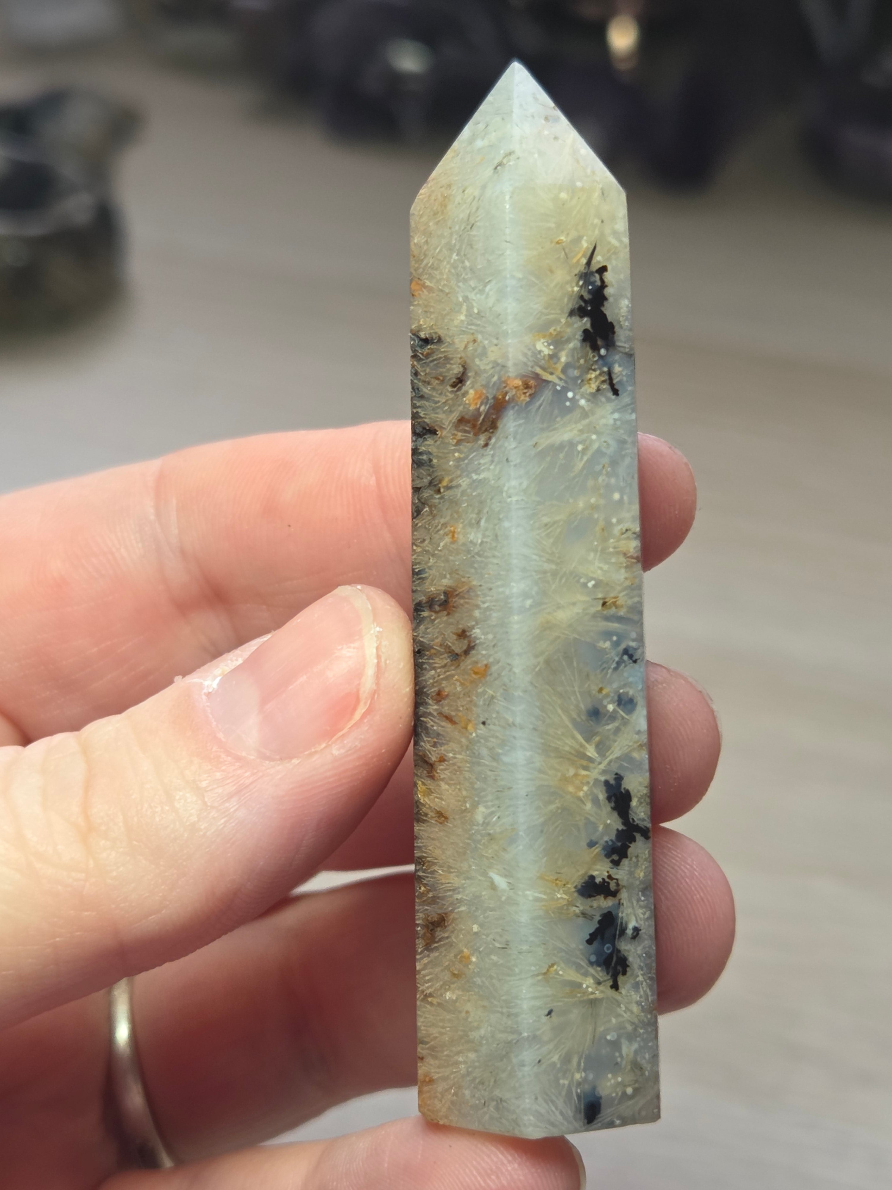 Rutile crystal agate tower
