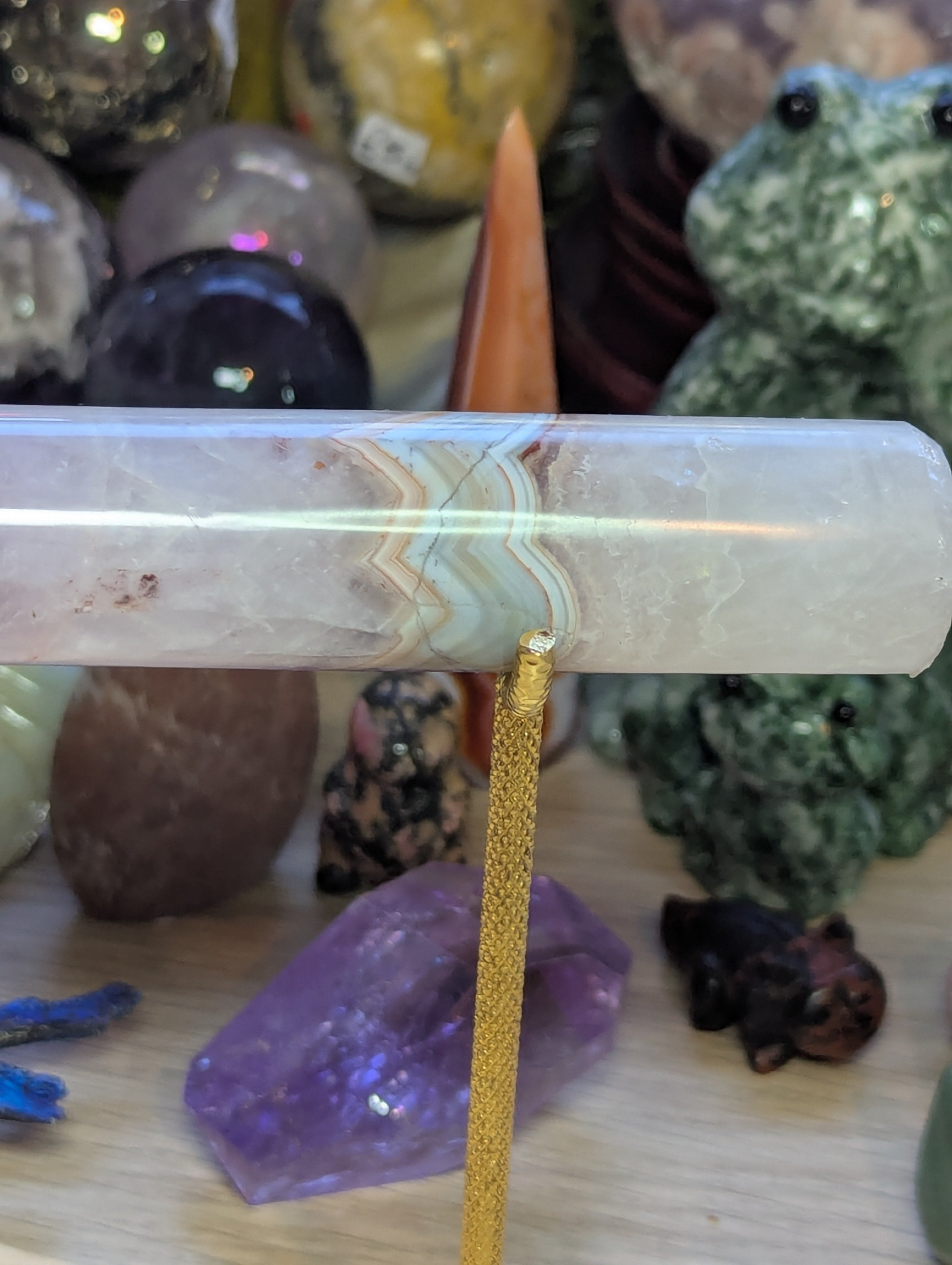 Beautiful amethyst crazy lace agate crystal bracelet stand