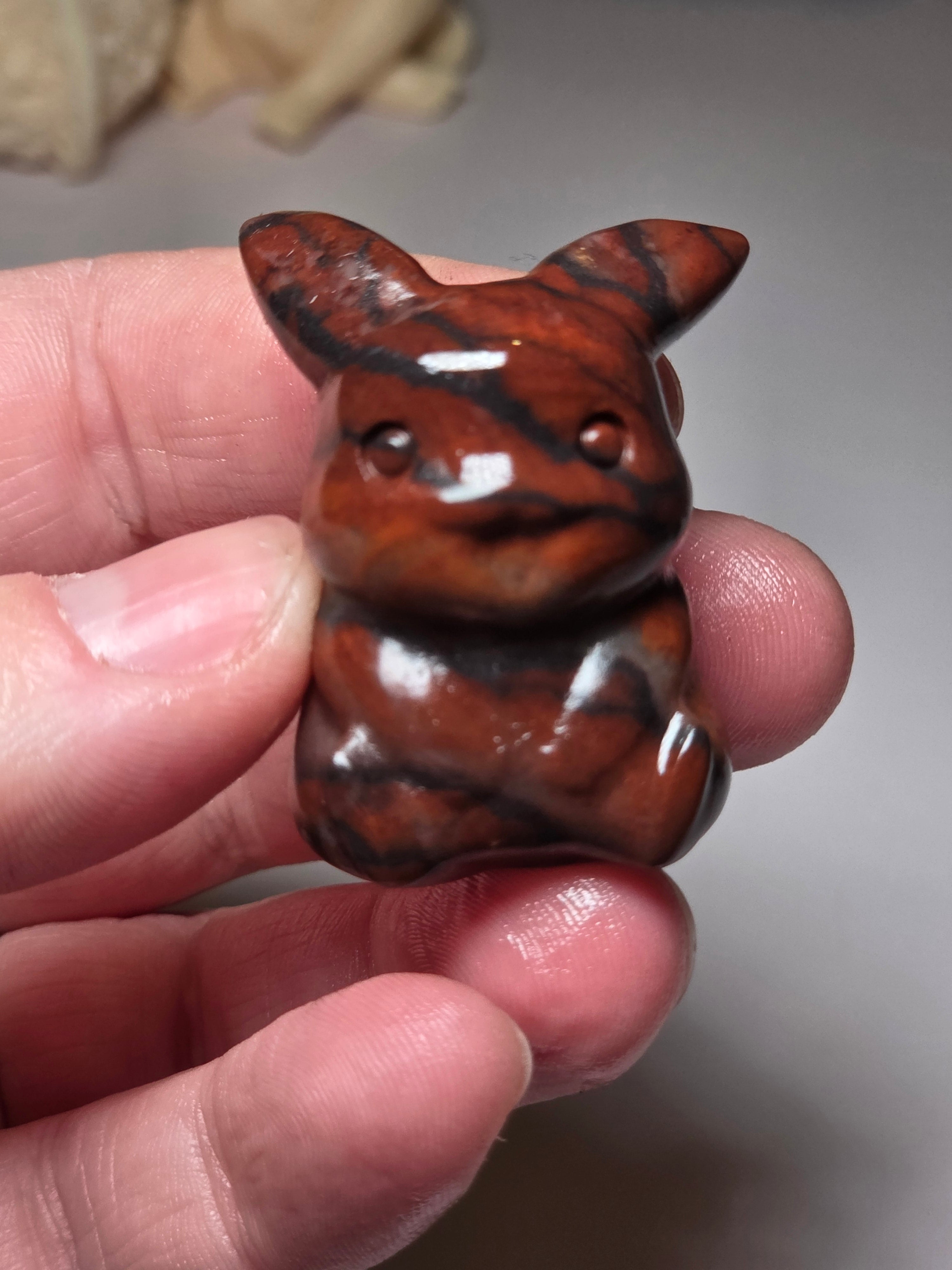 Red obsidian crystal pikachu small carving