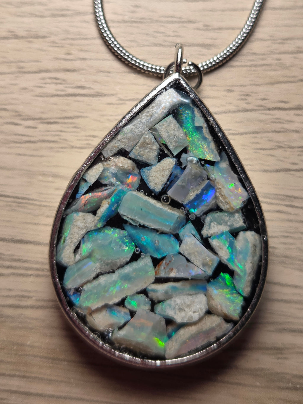 Australian opal crystal handmade necklace set in resin