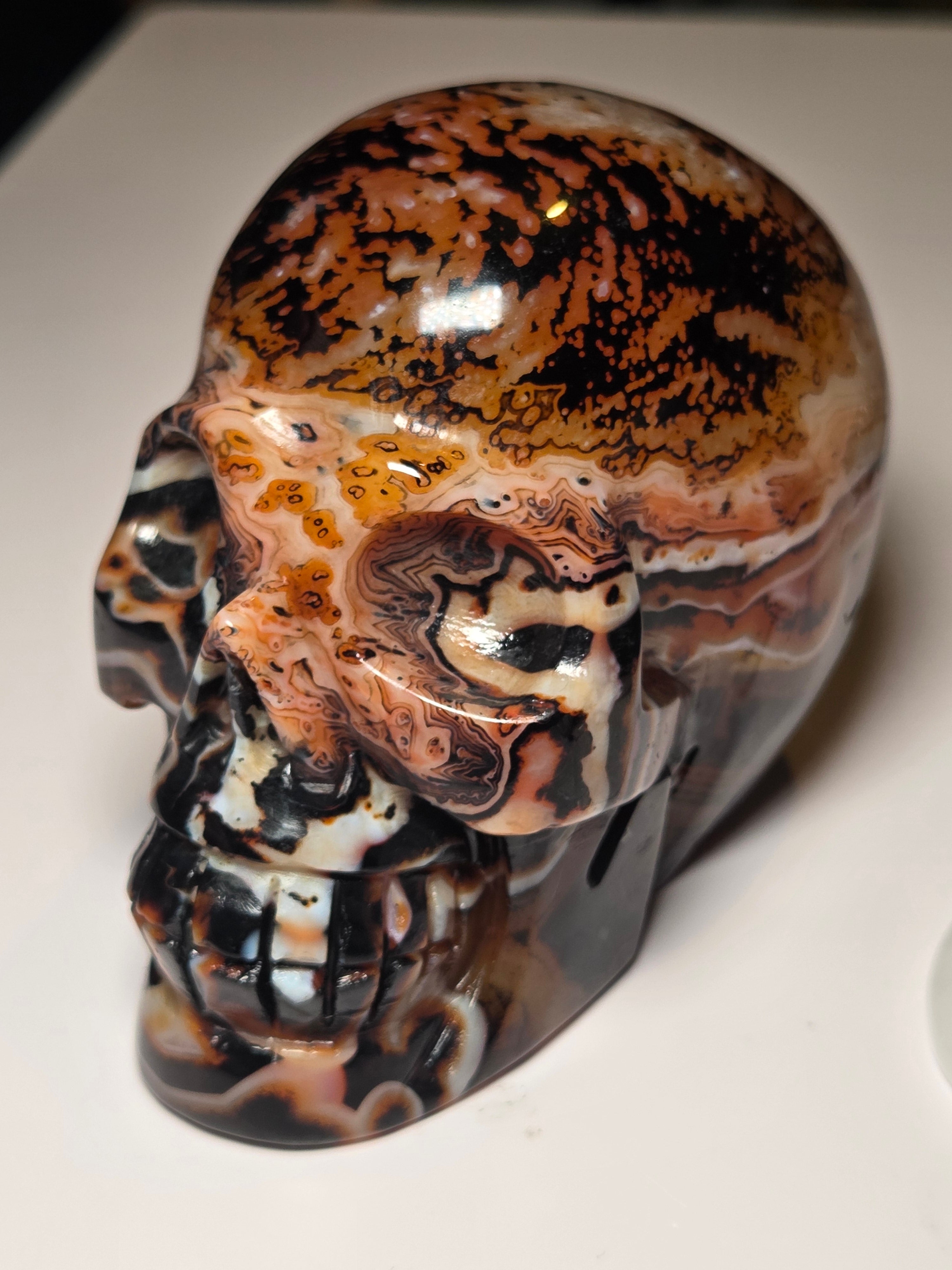 Large Sardonyx crystal skull carving