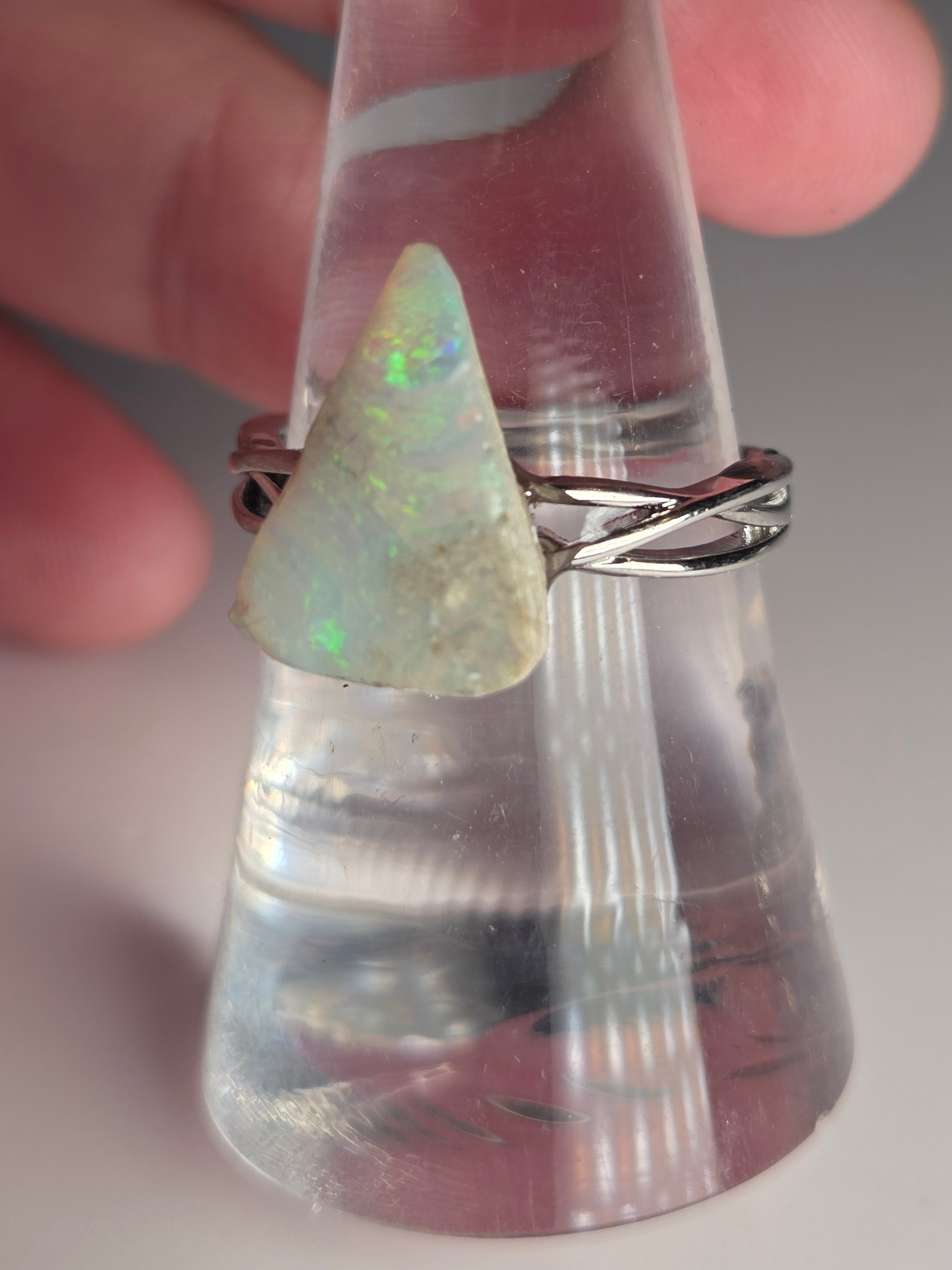 S925 Australian opal on sandstone base
