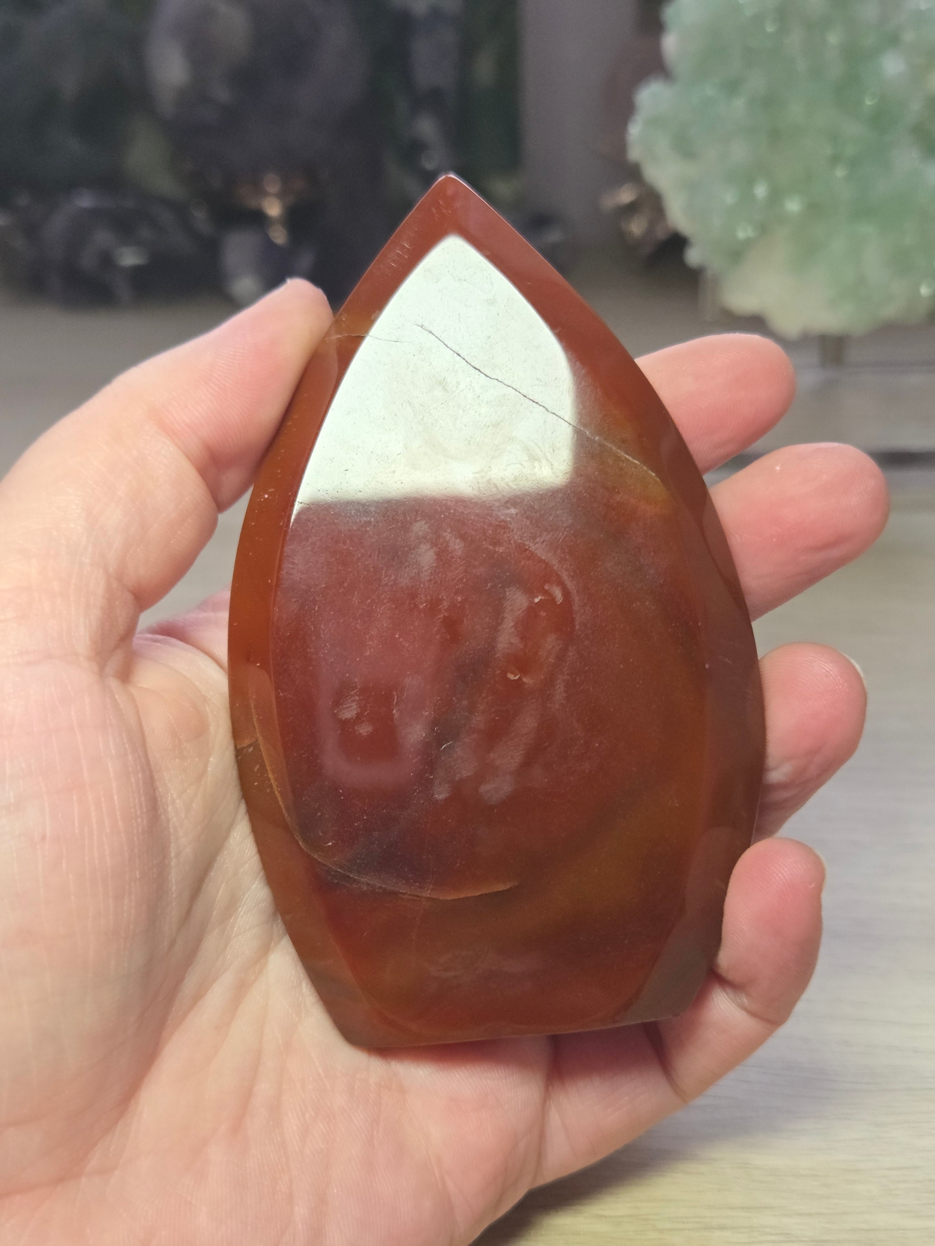 Red carnelian crystal tear drop freeform