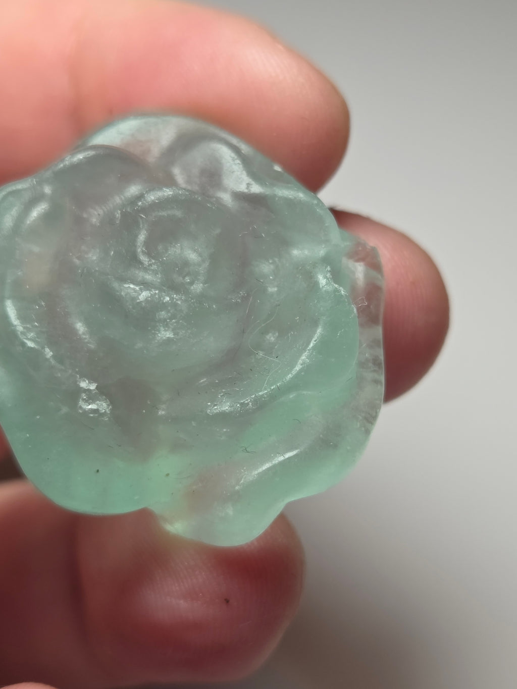 Green flouite crystal flower carving