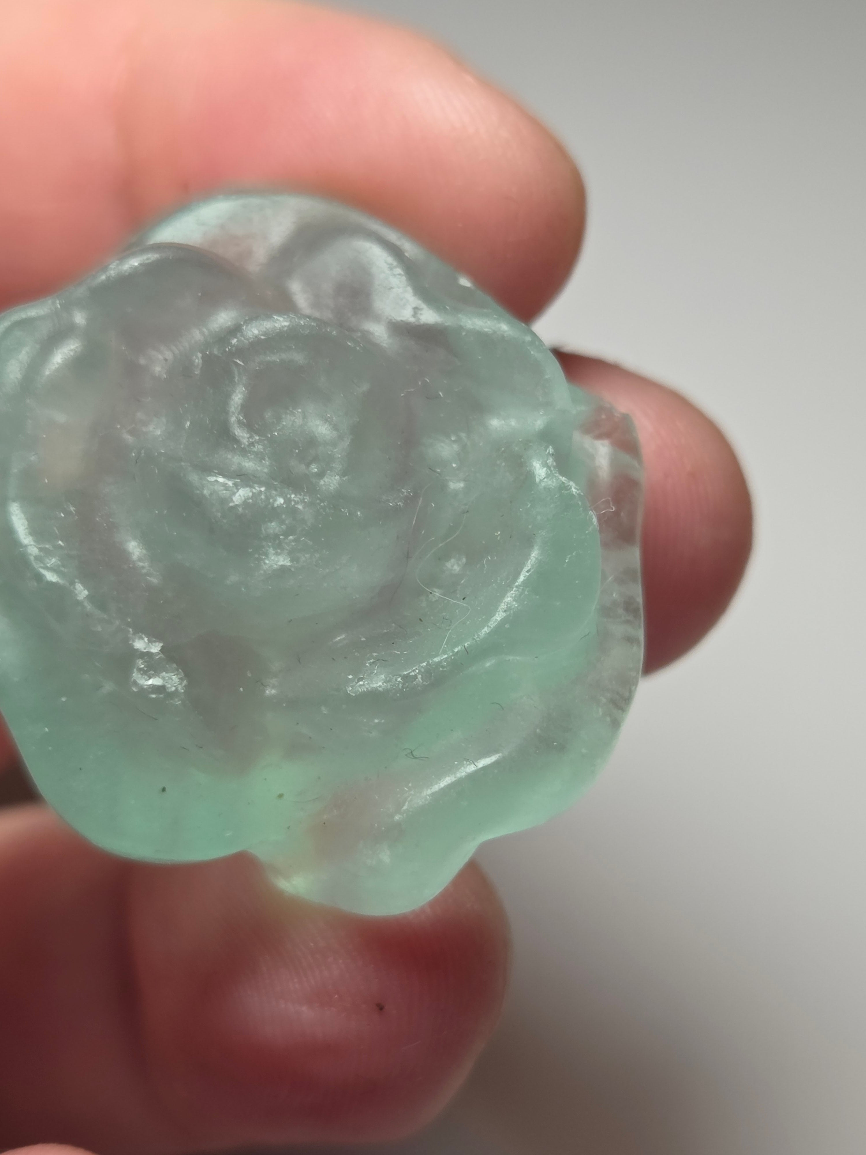 Green flouite crystal flower carving