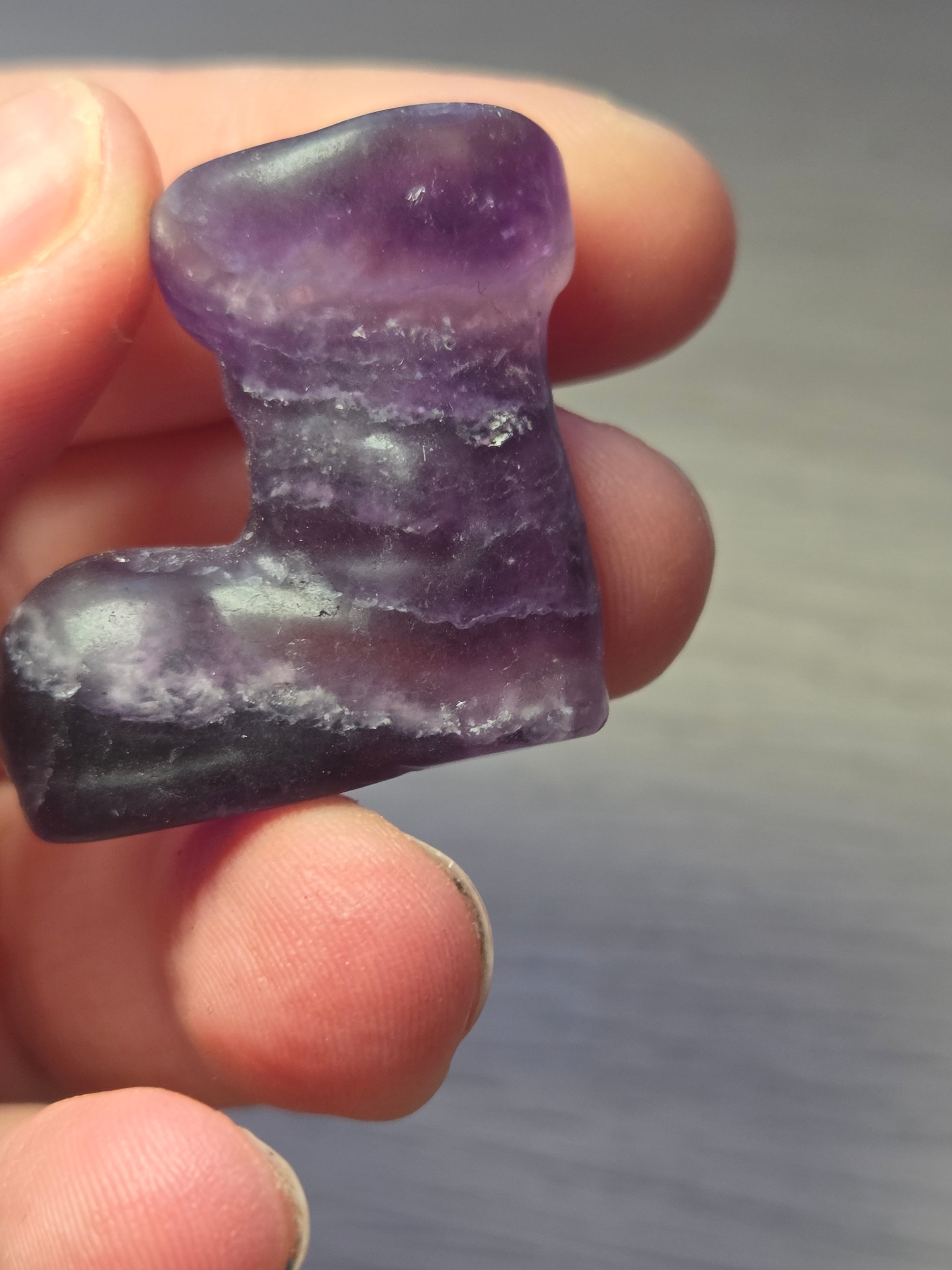 Flourite crystal  boot carving