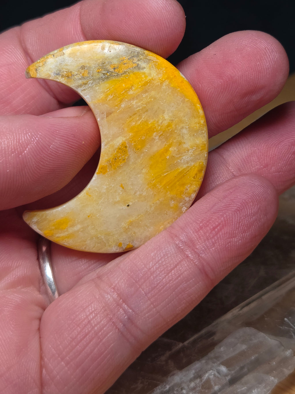 Bumblebee jasper crystal moon carving