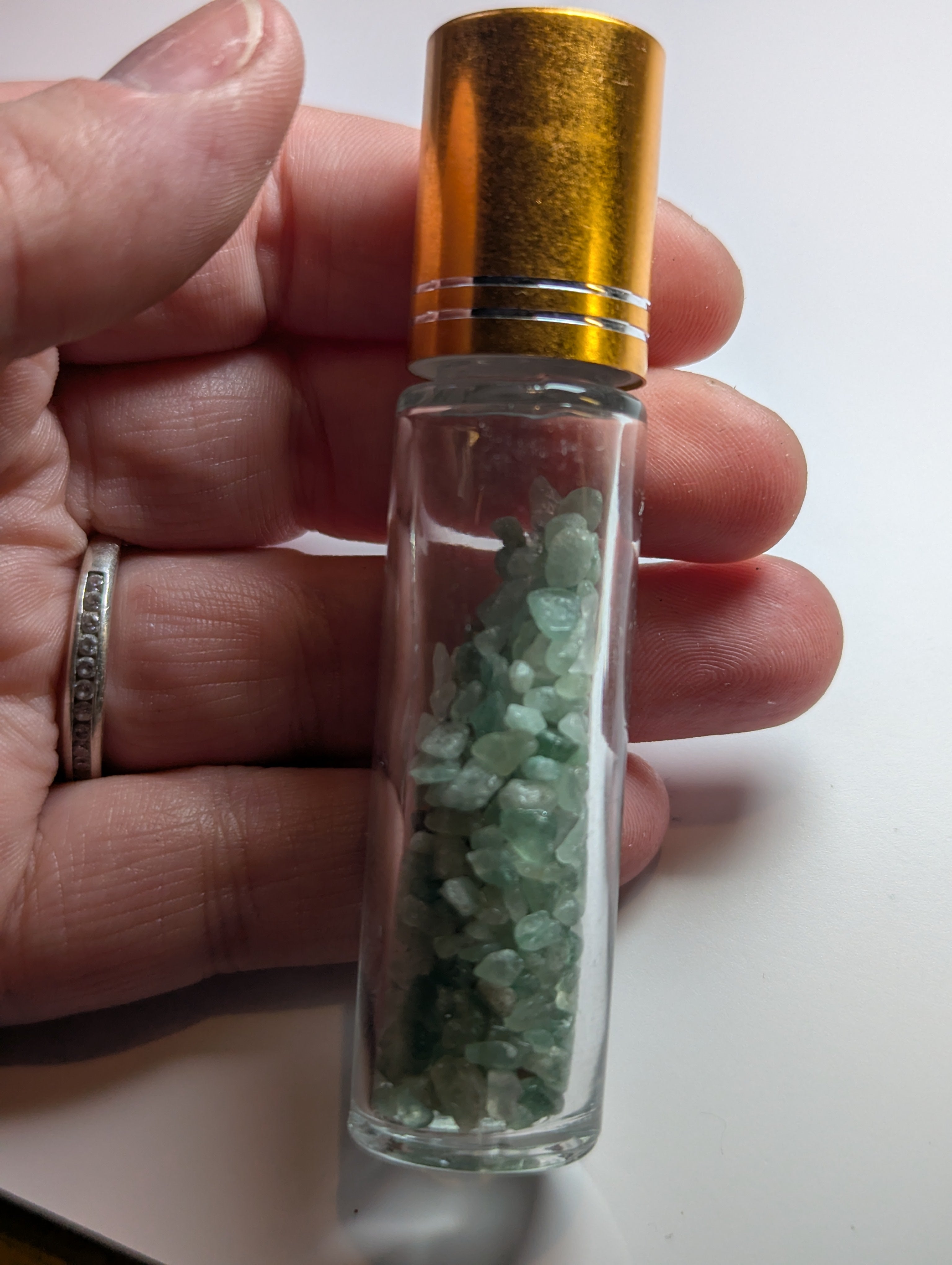 Green strawberry quartz Essential oil or perfume roller