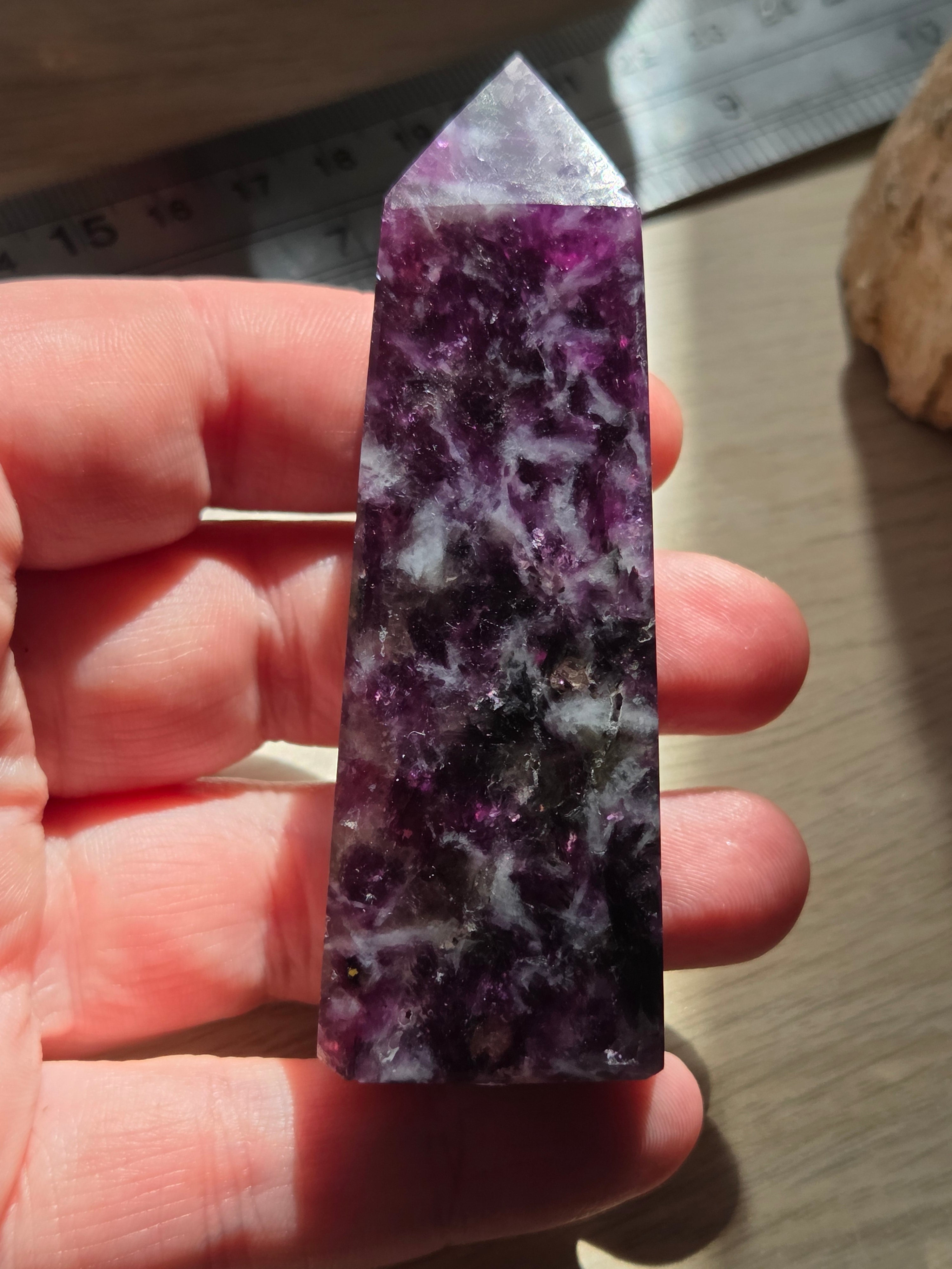 Purple mica crystal tower