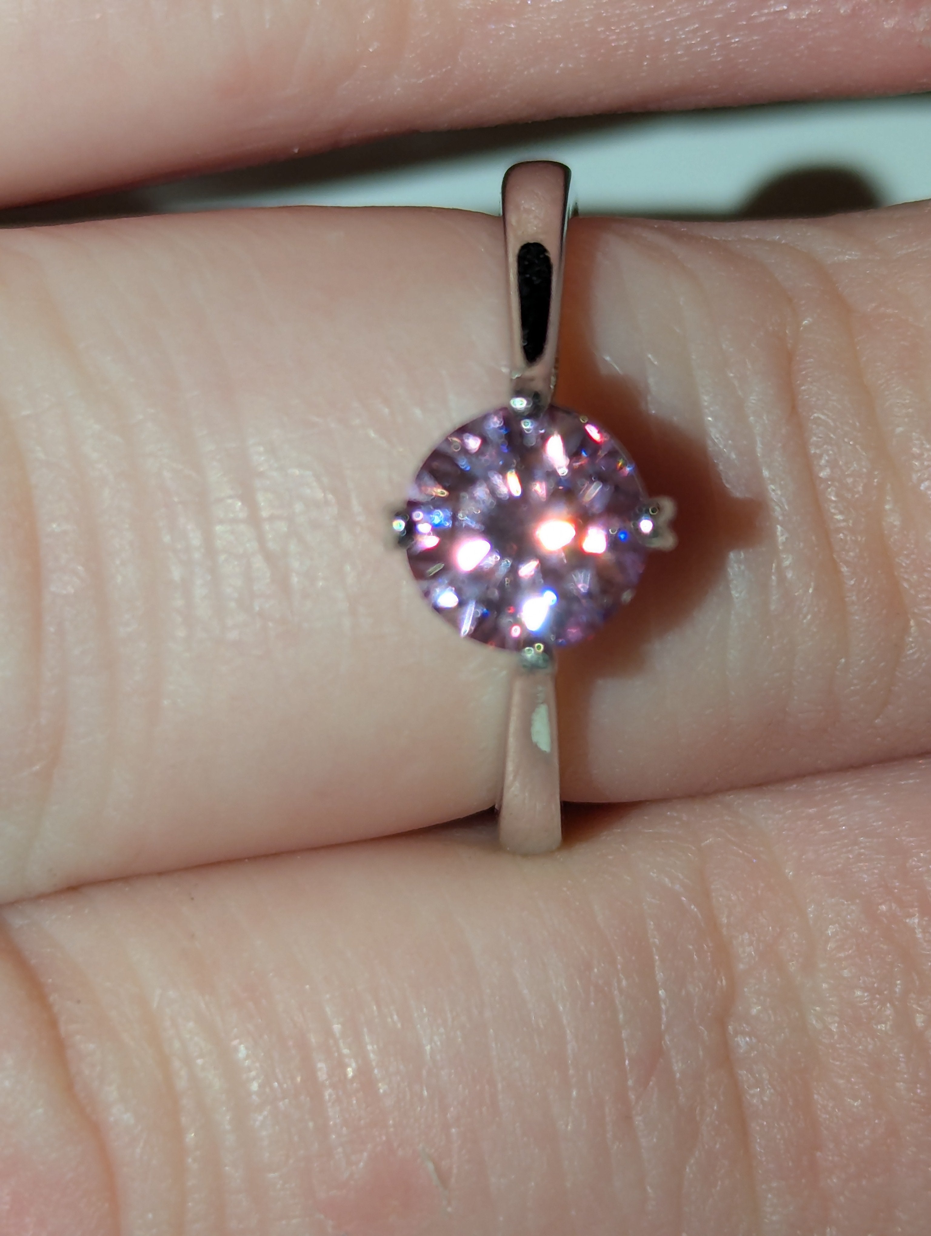 Pink Moissanite diamond Adjustable ring S295