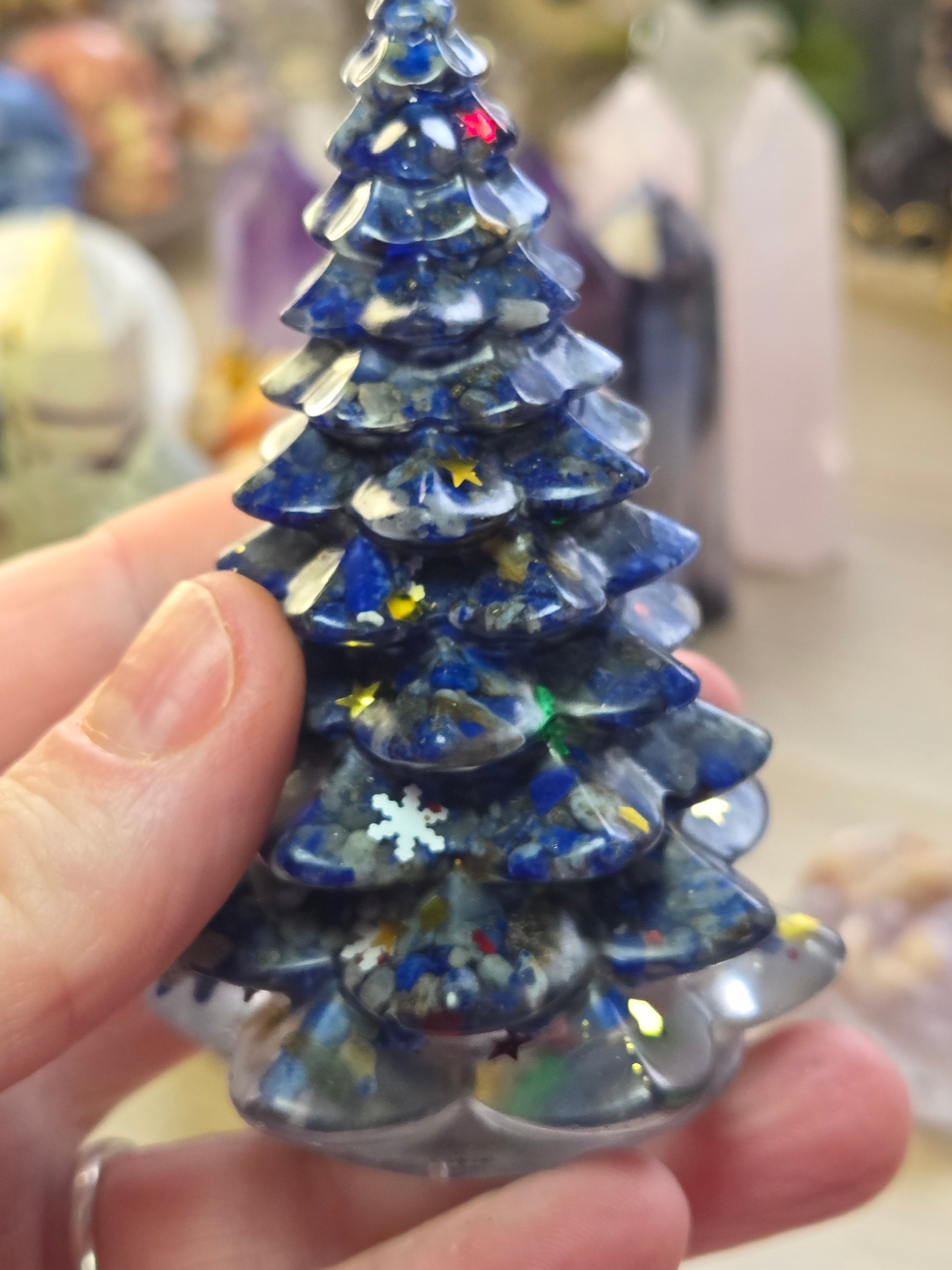 crystal chips in resin  tree carving