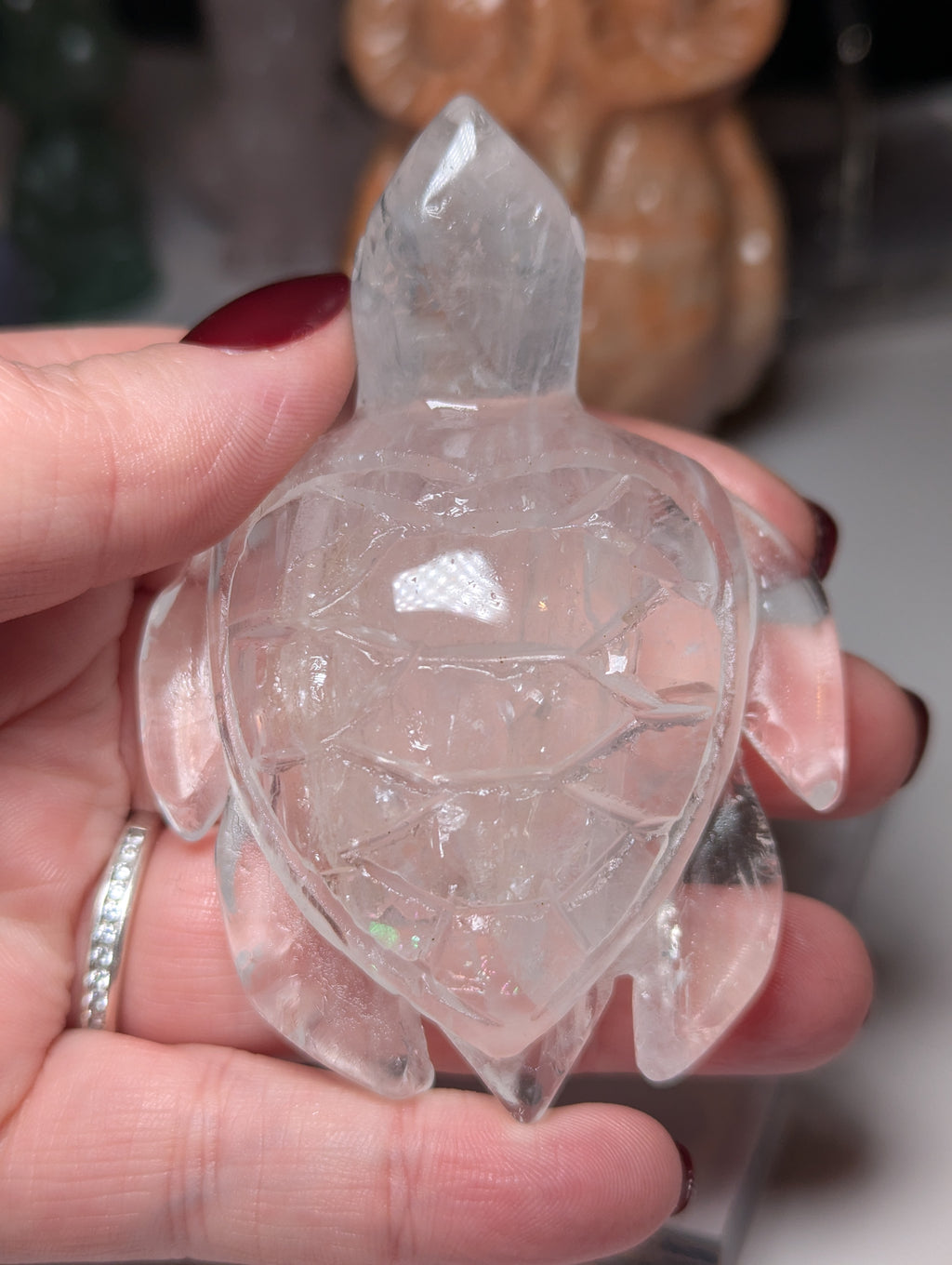 Clear quartz crystal turtle