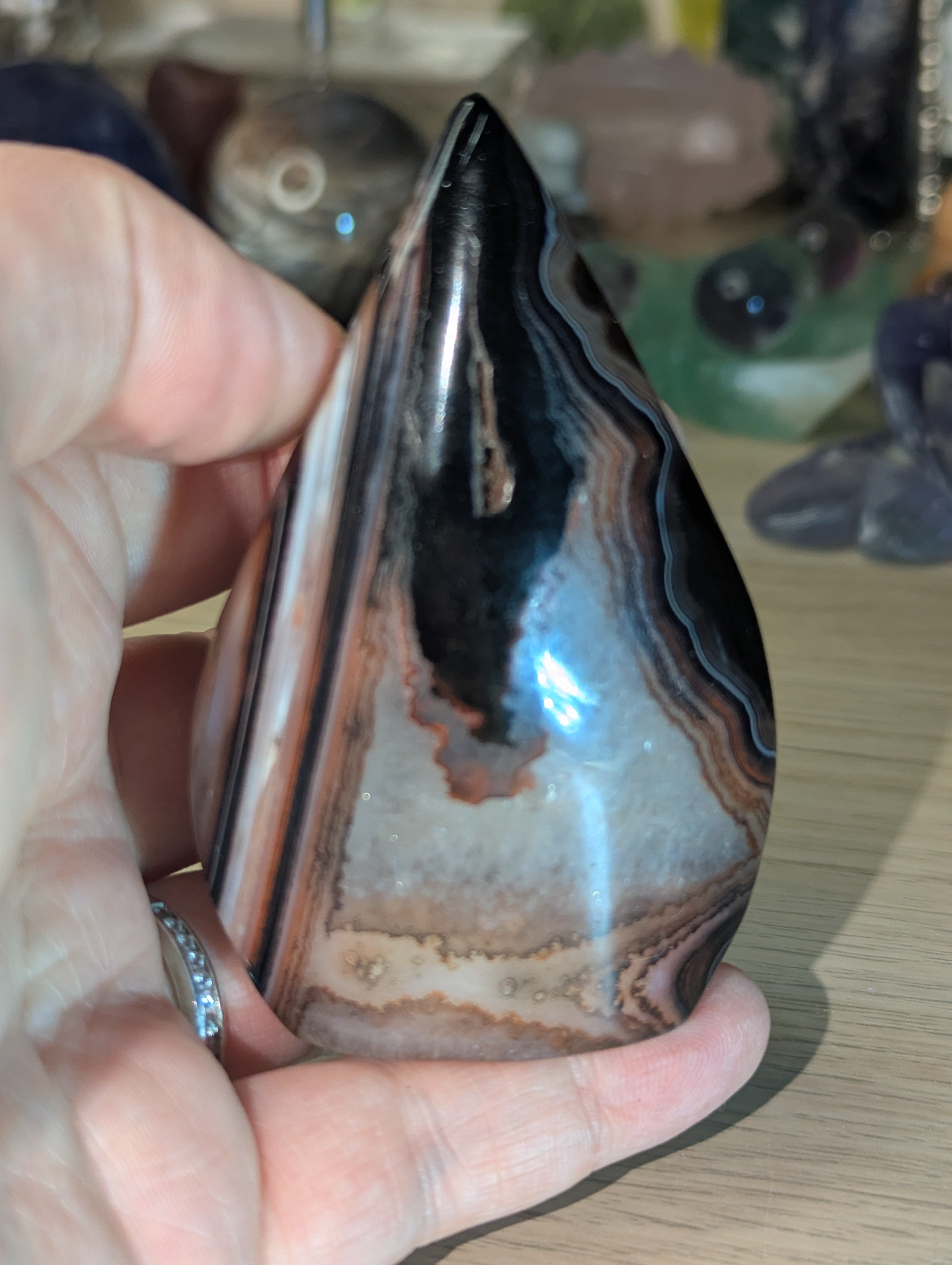 Sardonyx crystal Tear drop carving