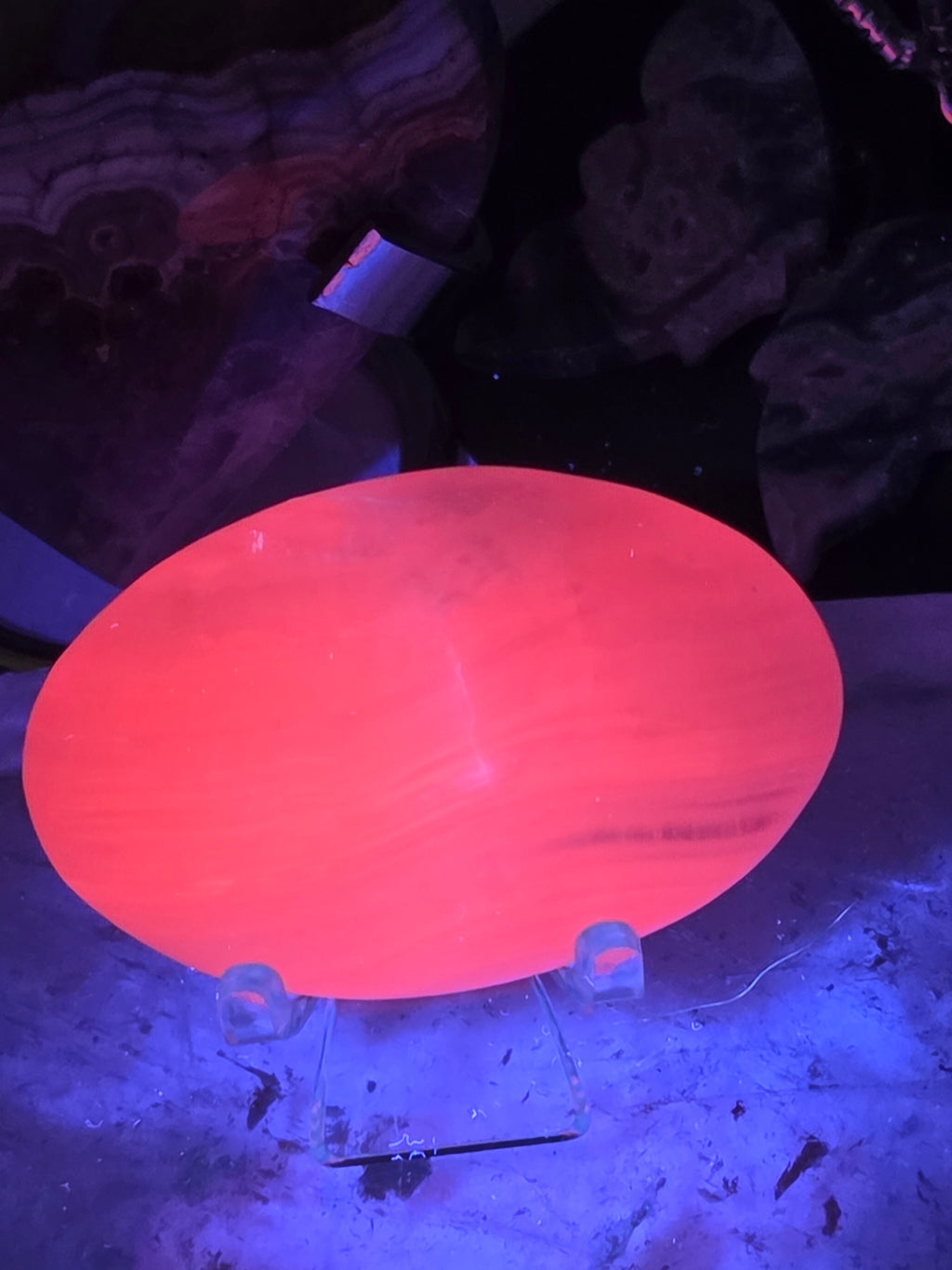 Mango calcite crystal palm stone