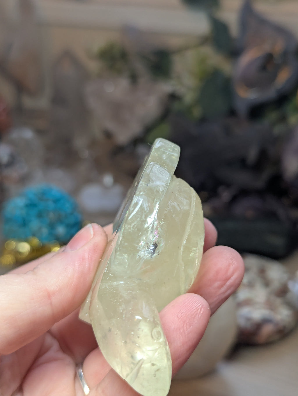 Citrine crystal turtle carving