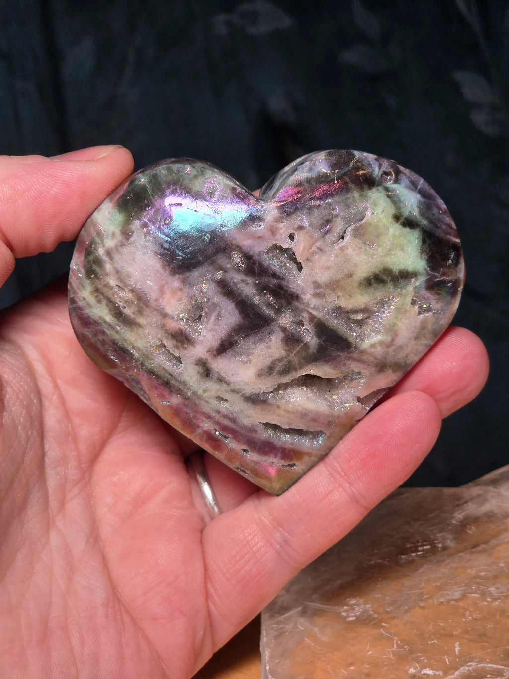 Aura Sphelerite crystal heart carving
