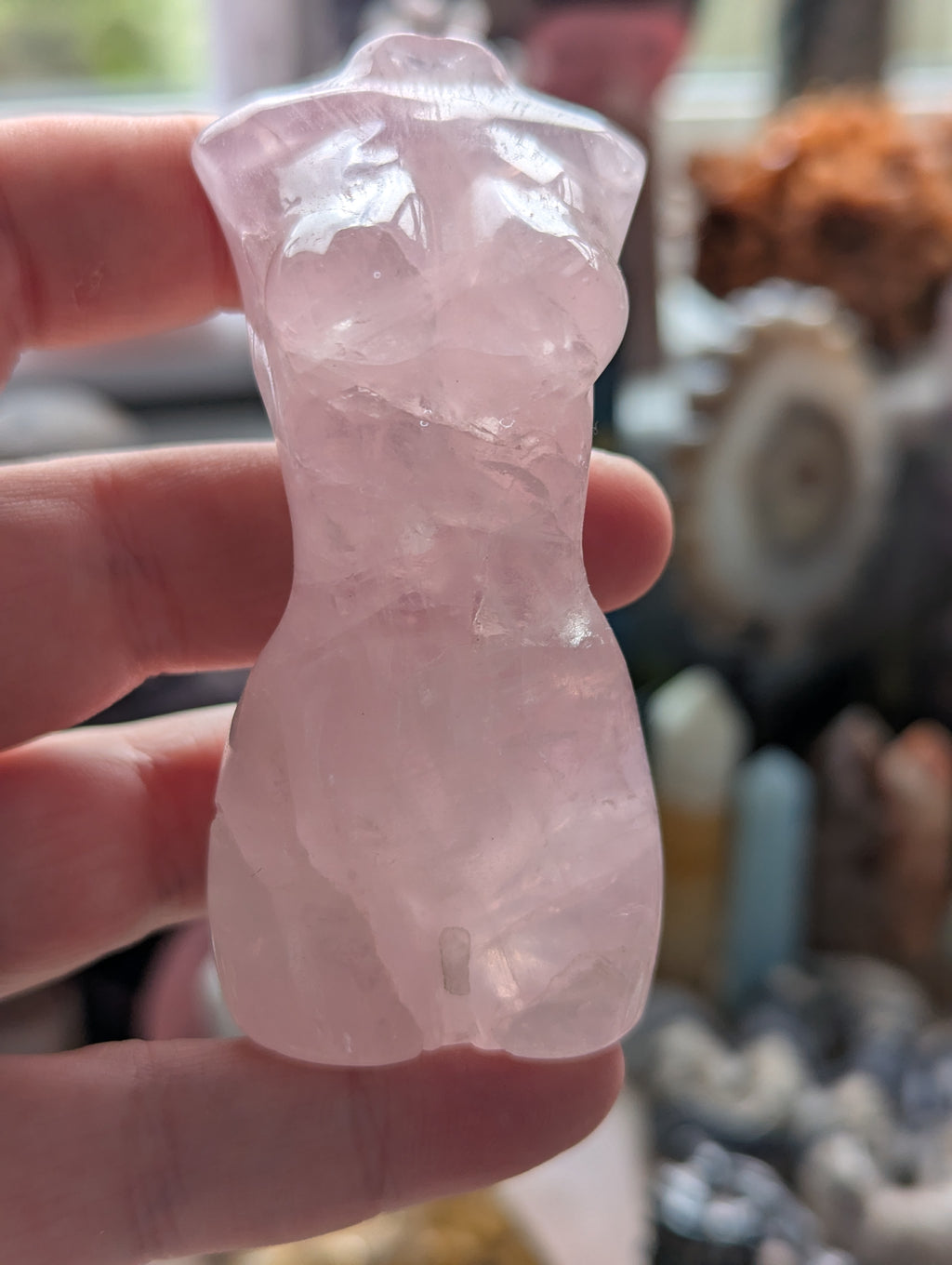 Rose quartz crystal female lady body