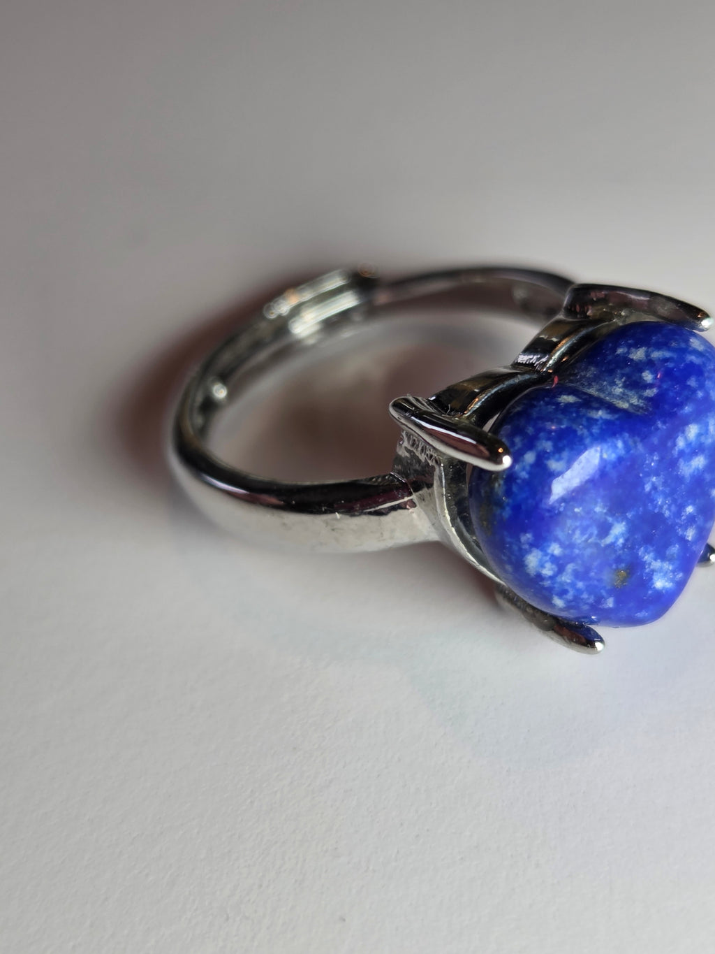 Lapis Lazuli crystal heart Adjustable ring
