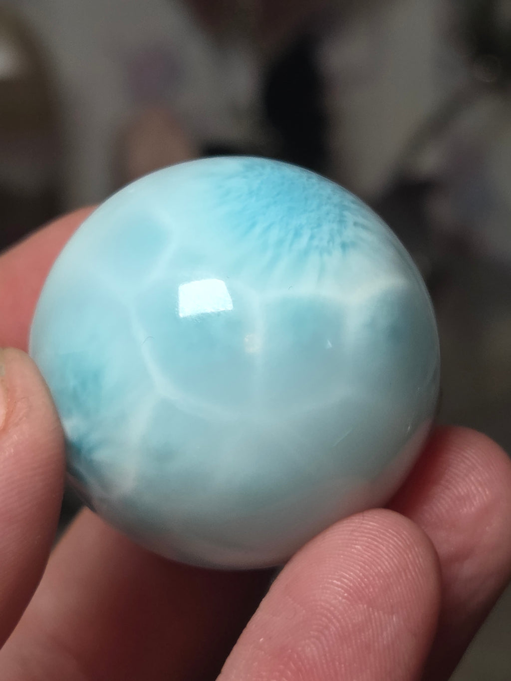 Rare beautiful Larimar crystal sphere with certificate
