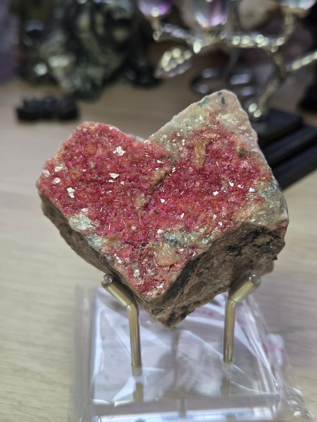 Cobaltoan Calcite specimen with Stand