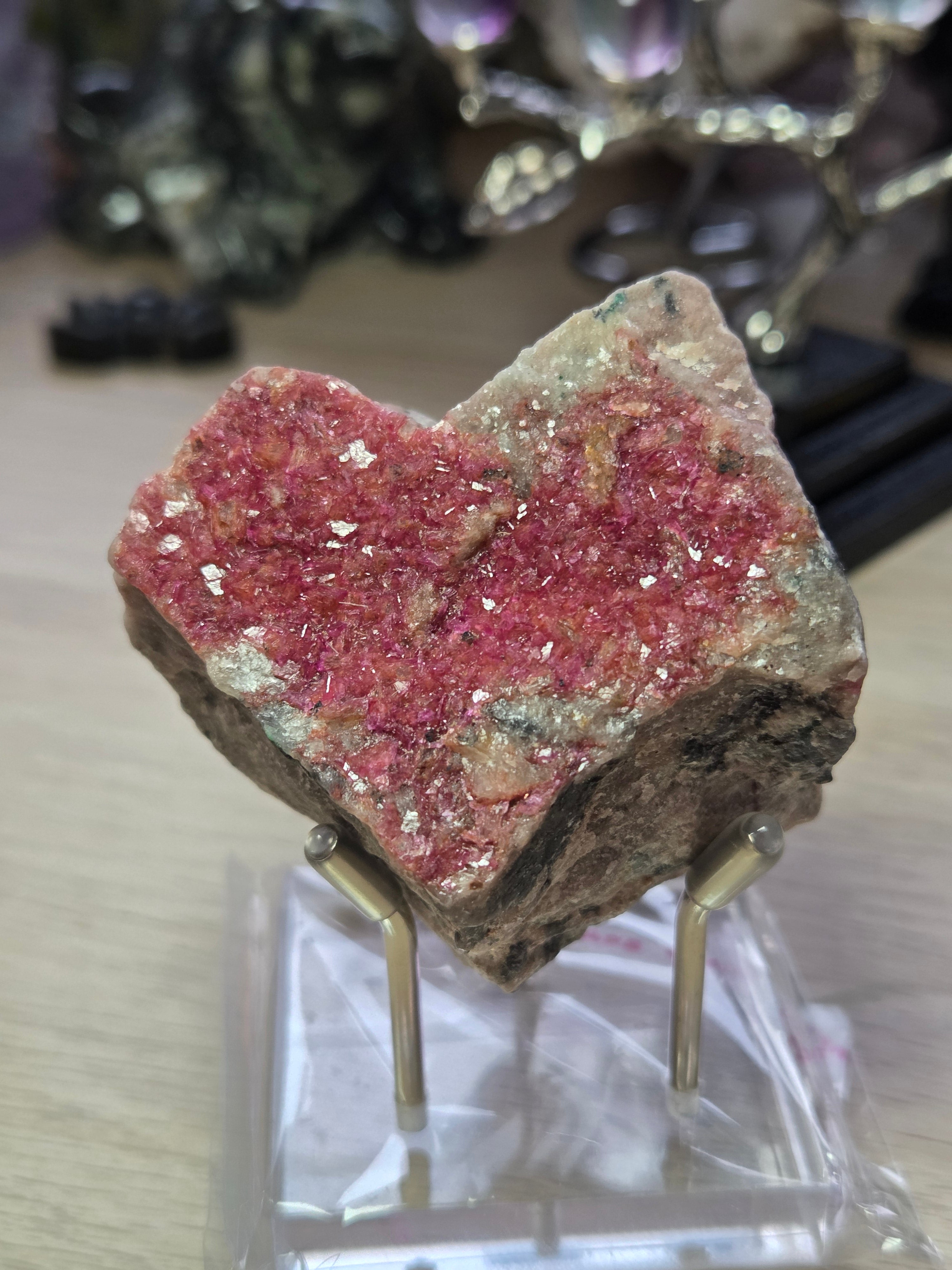 Cobaltoan Calcite specimen with Stand