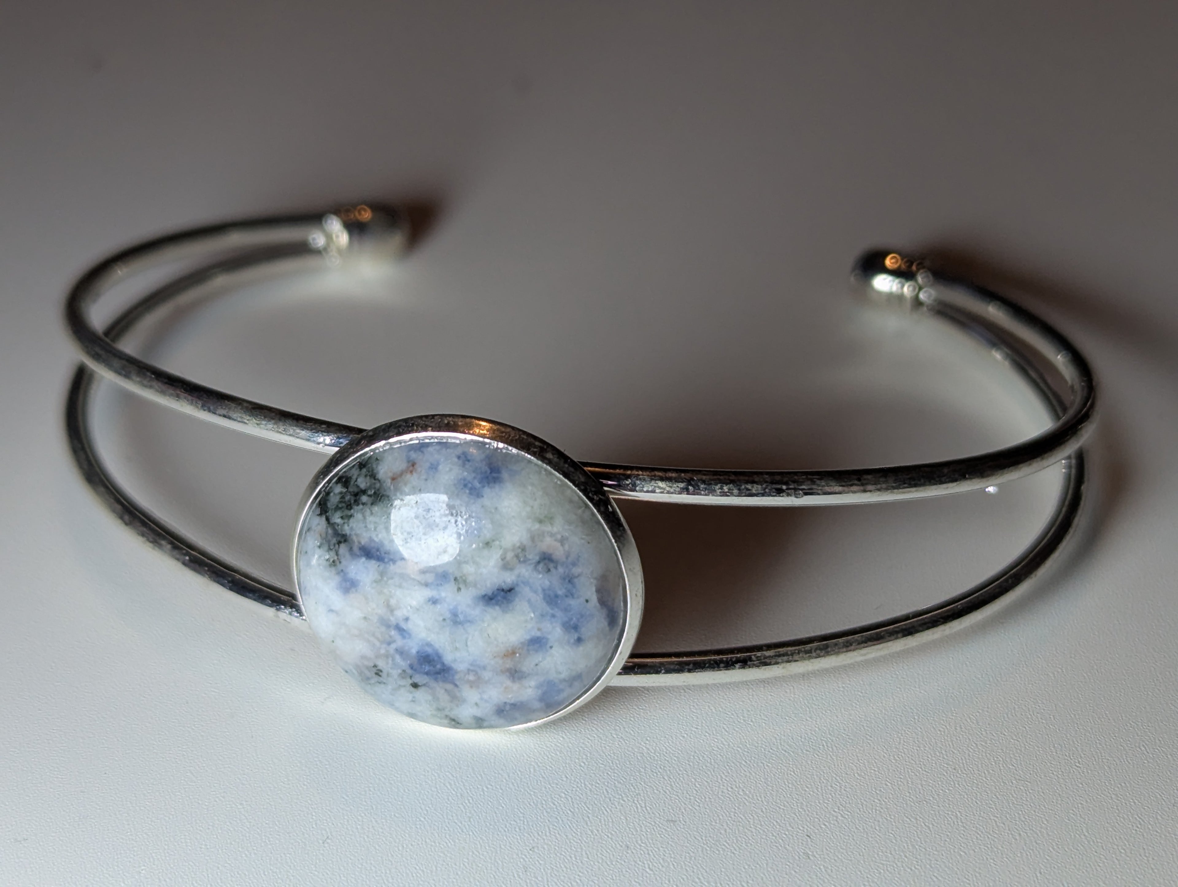 Sodalite crystal handmade stainless steel adjustable bracelet