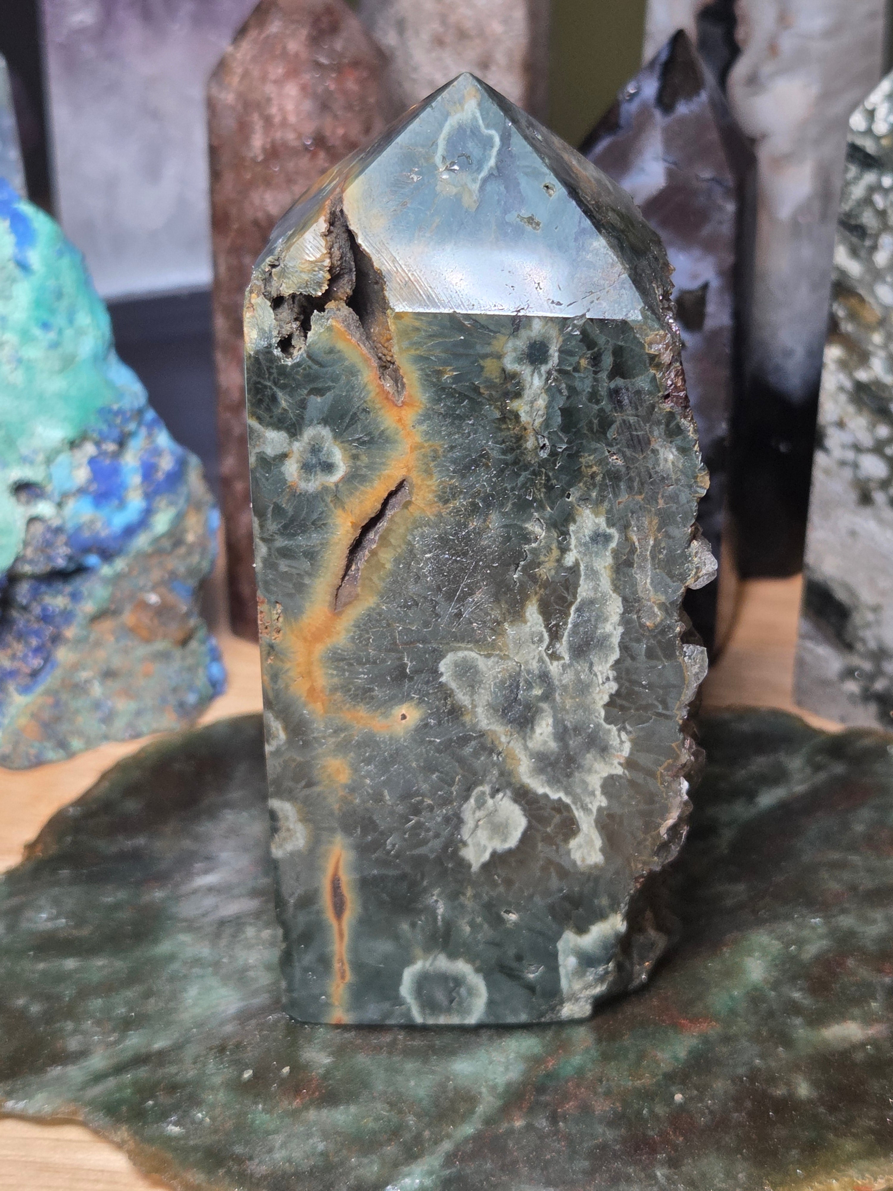 Raw Ocean Jasper crystal tower