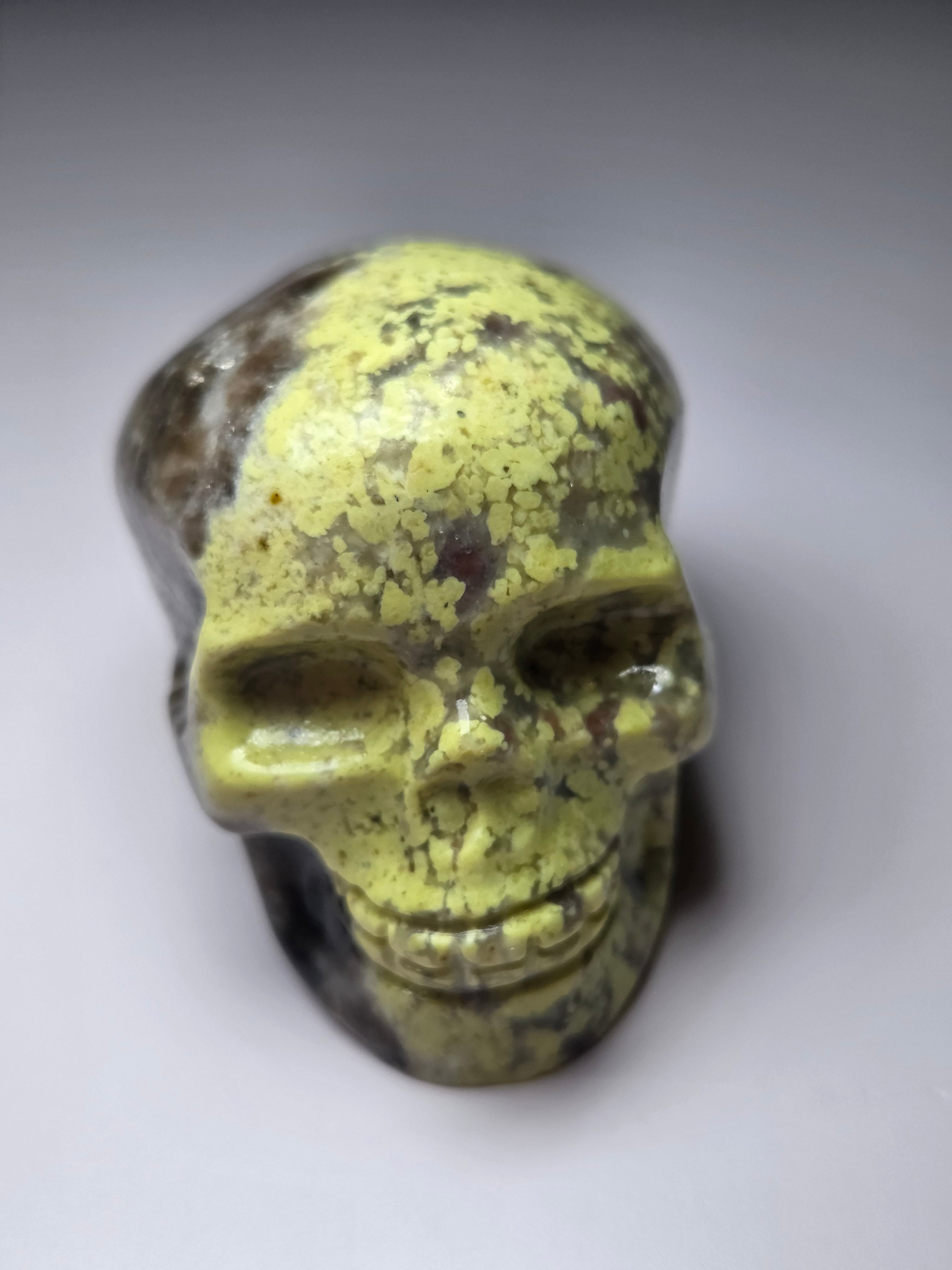 Green jade crystal skull carving