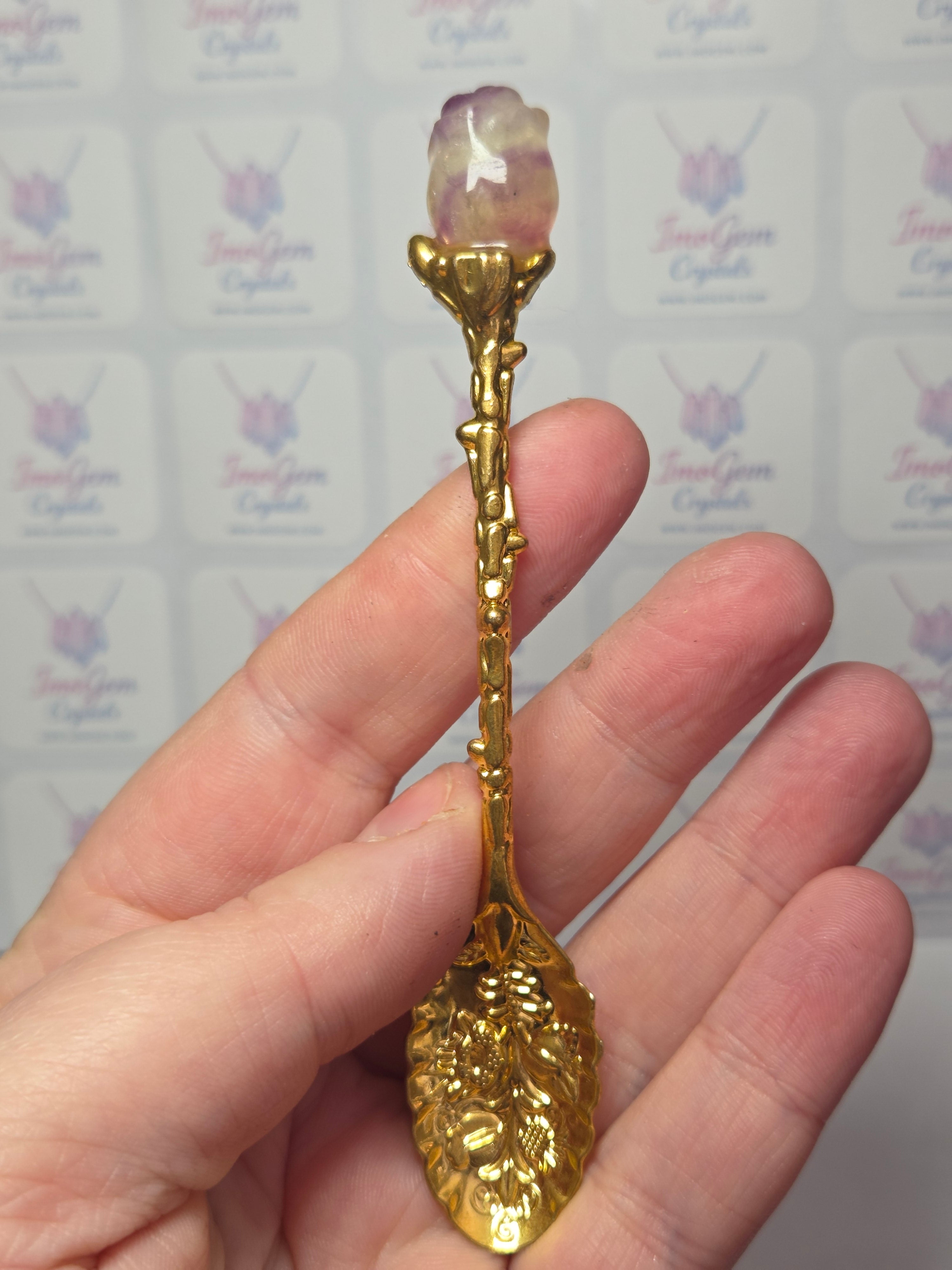 Rosé flourite crystal spoon