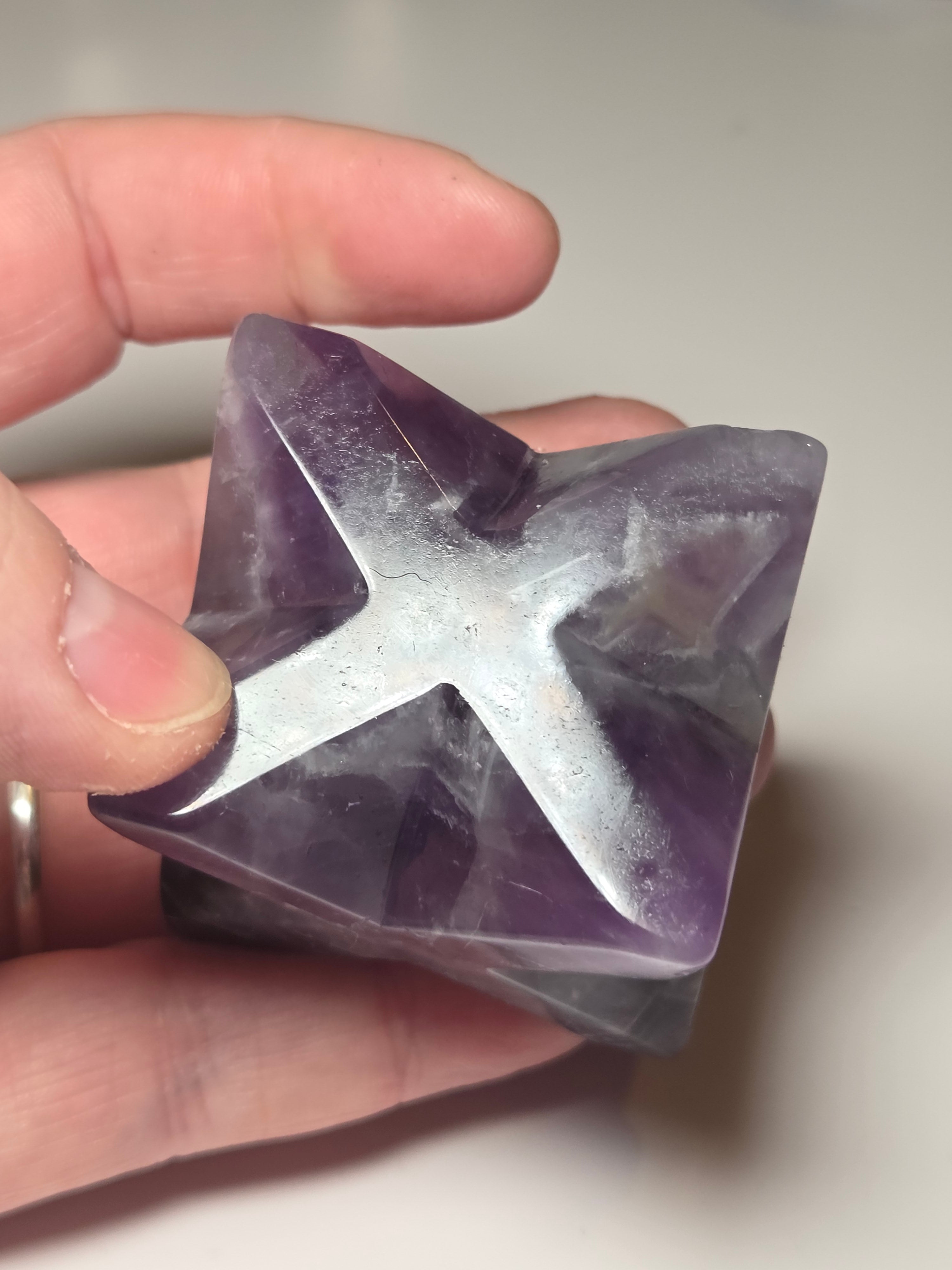 Dream Amethyst merkaba star carving