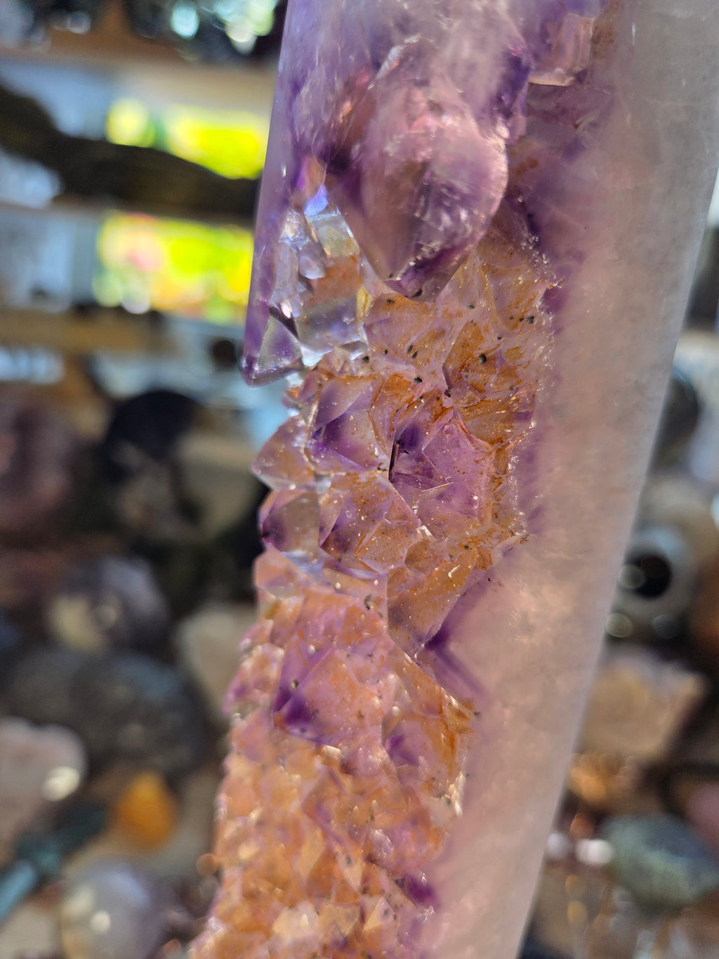 Beautiful  black agate with amethyst crystal from Brazil