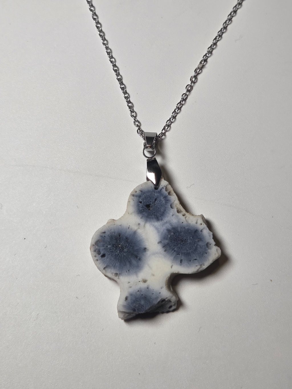 Blue coral necklace from the Dominican Republic