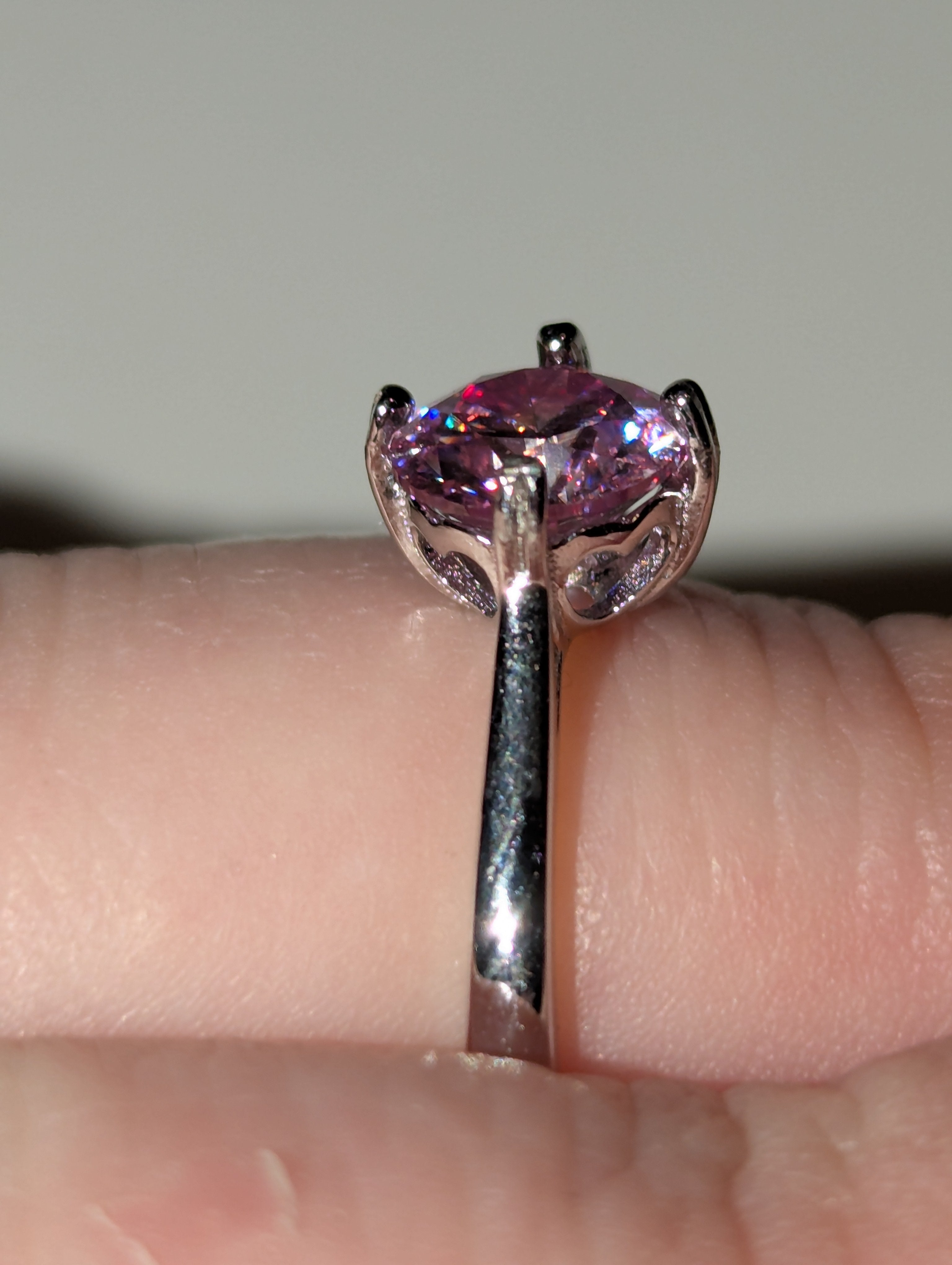 Pink Moissanite diamond Adjustable ring S295