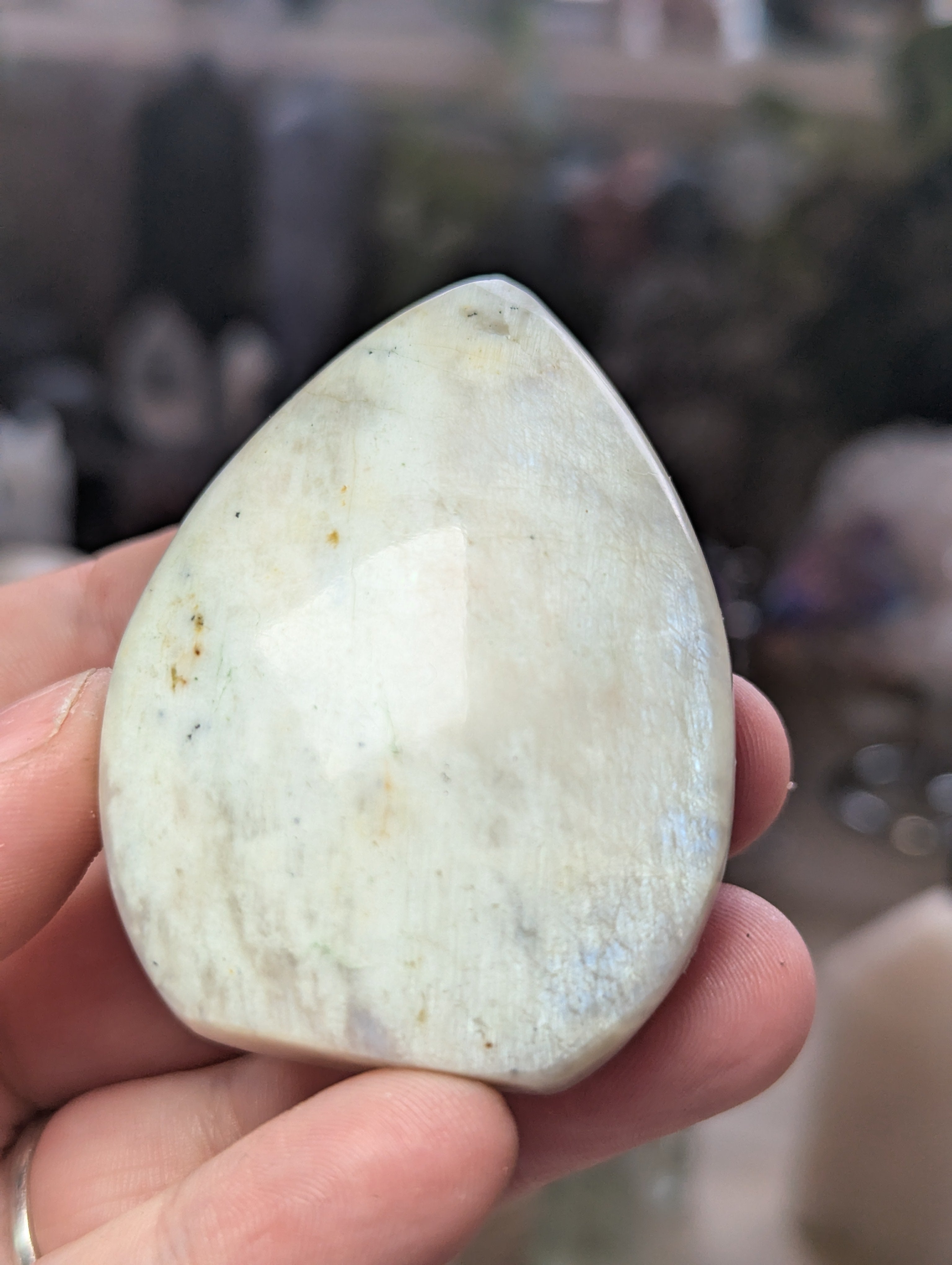 Rainbow moonstone crystal tear drop carving