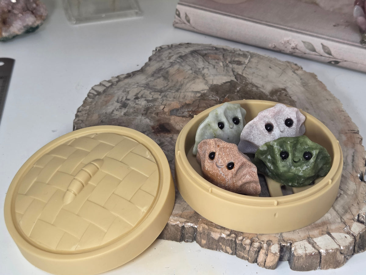 Cute dim sum carvings in case