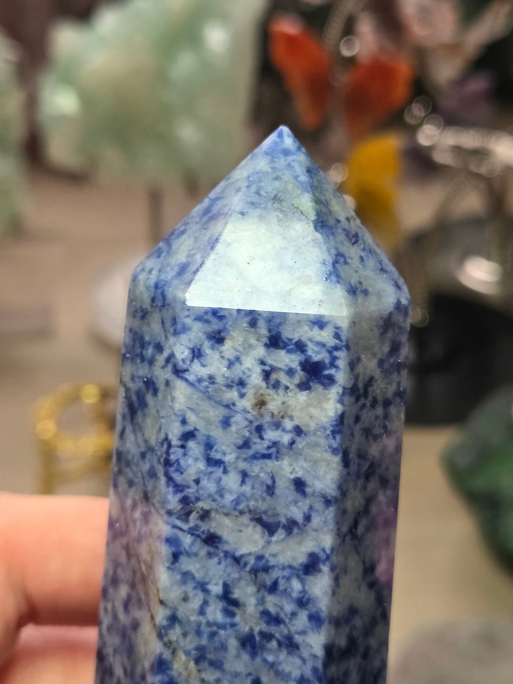 Blue spot Blue sodalite crystal large tower