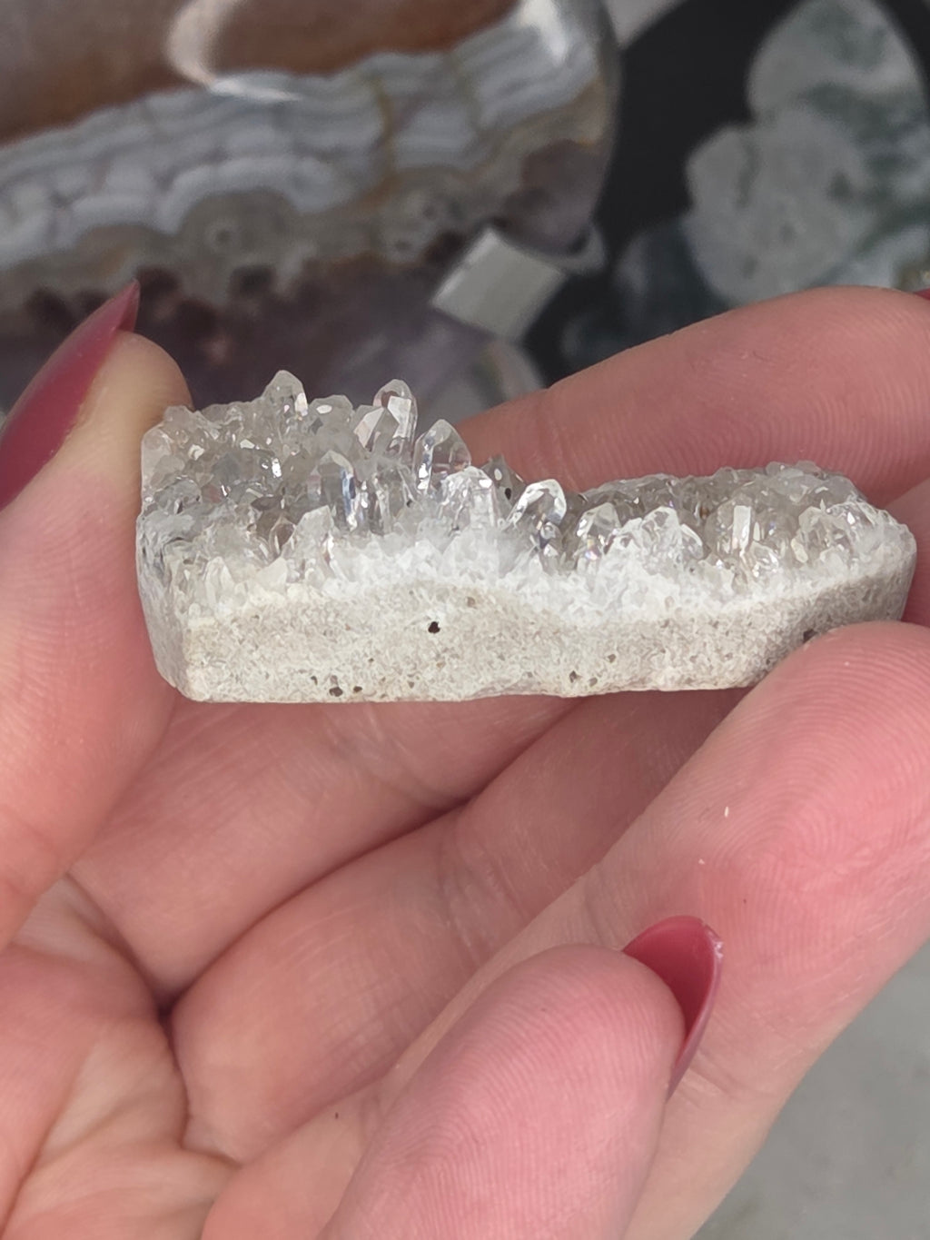 Beautiful  clear quartz needle cluster heart carving