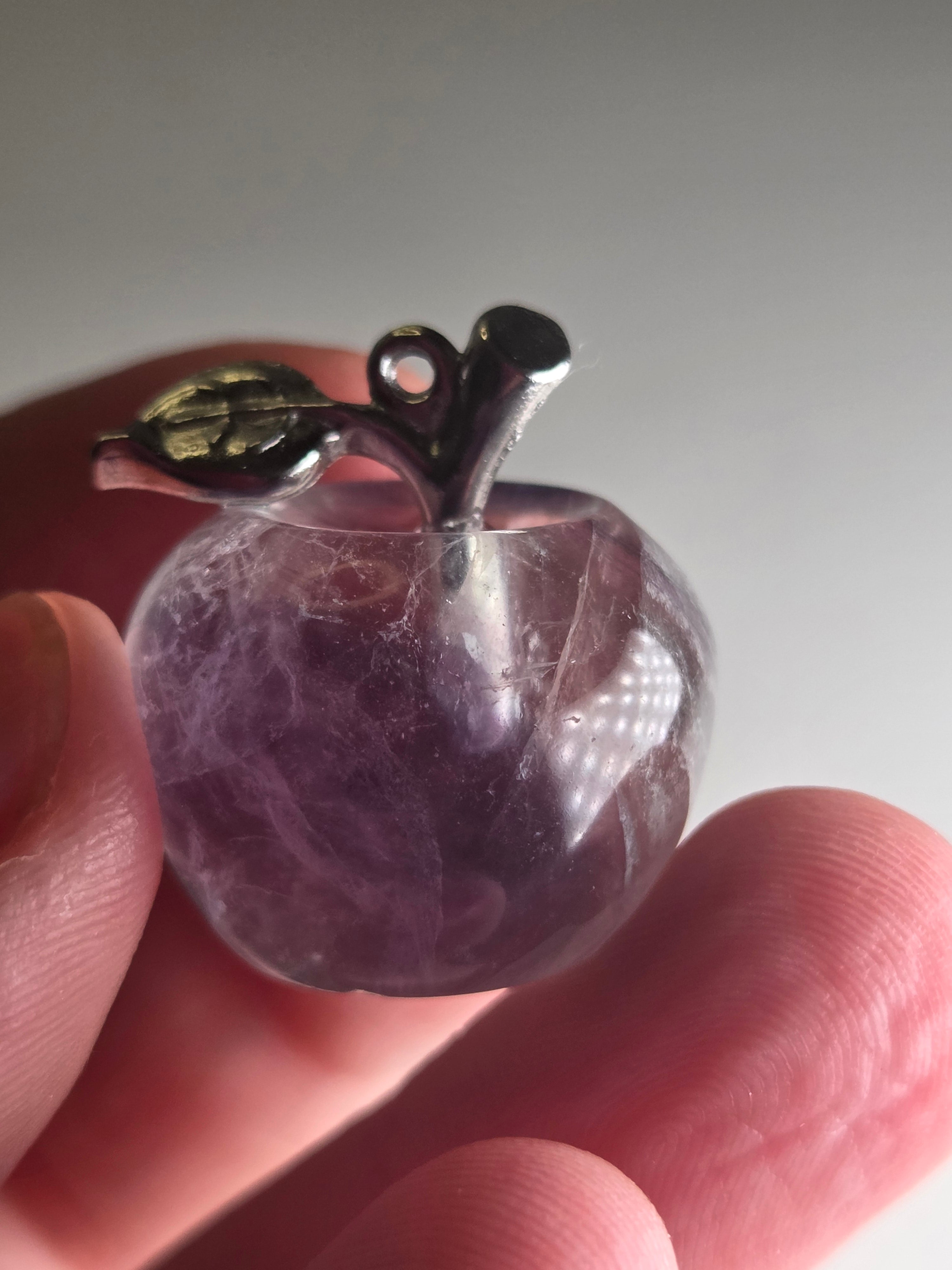 Flourite  small apple carving  can be a pendant  several available