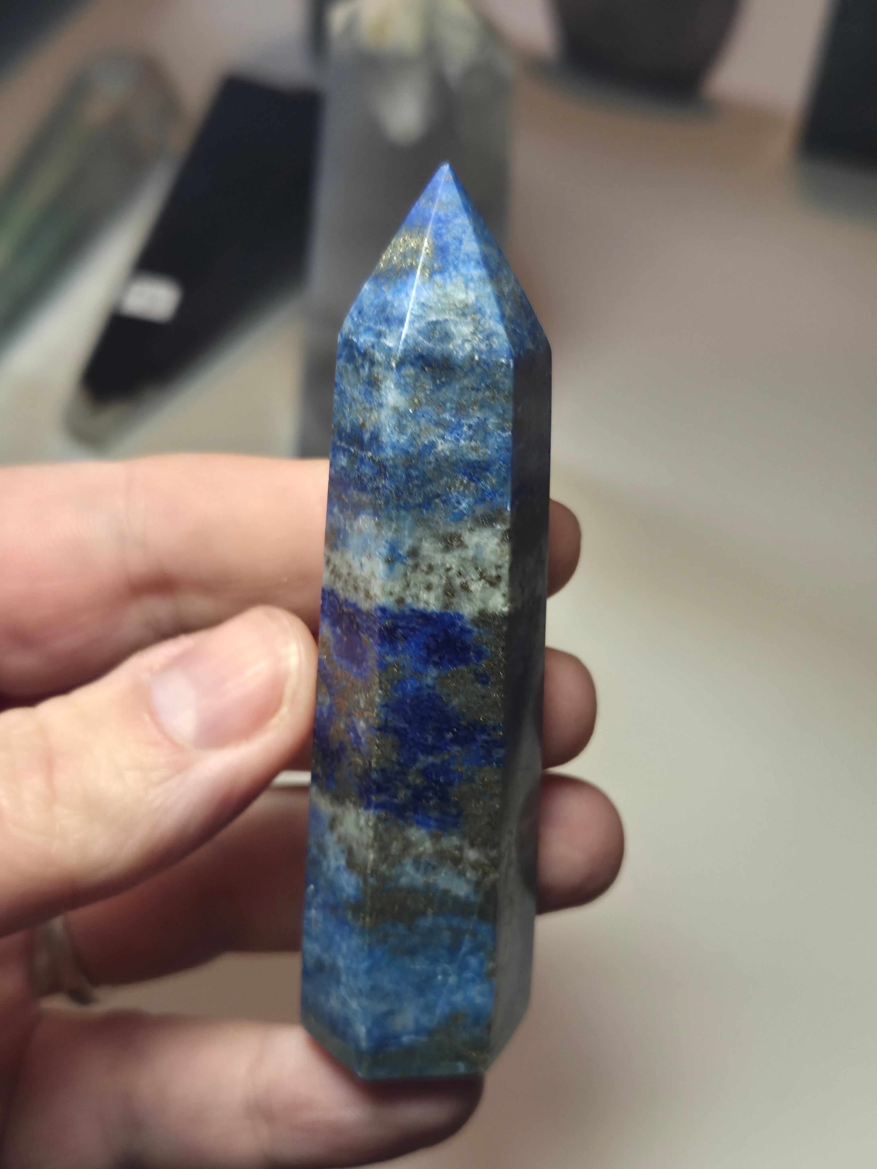 Lapis Lazuli crystal tower UV reactive
