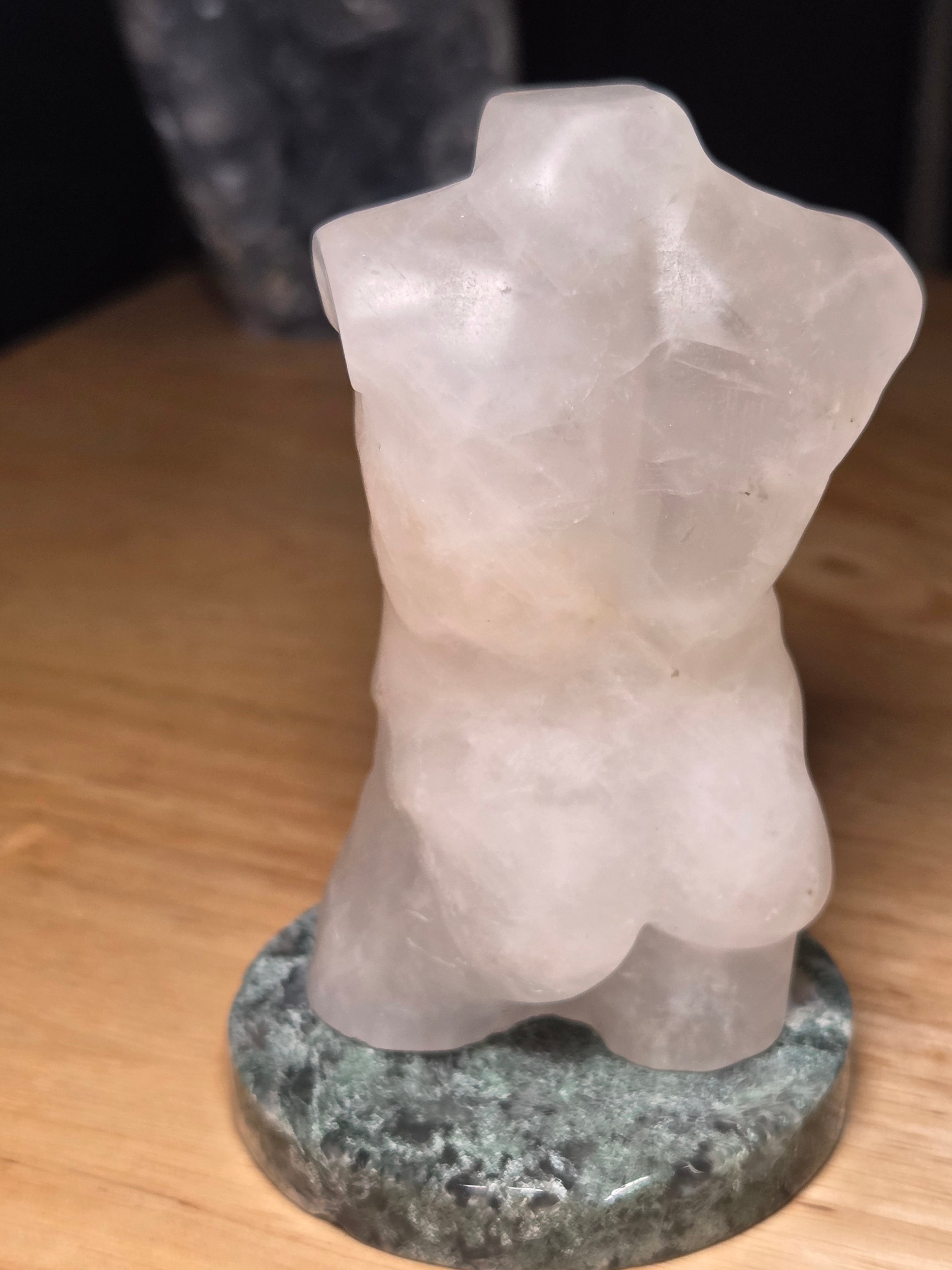 Clear quartz crystal male body carving