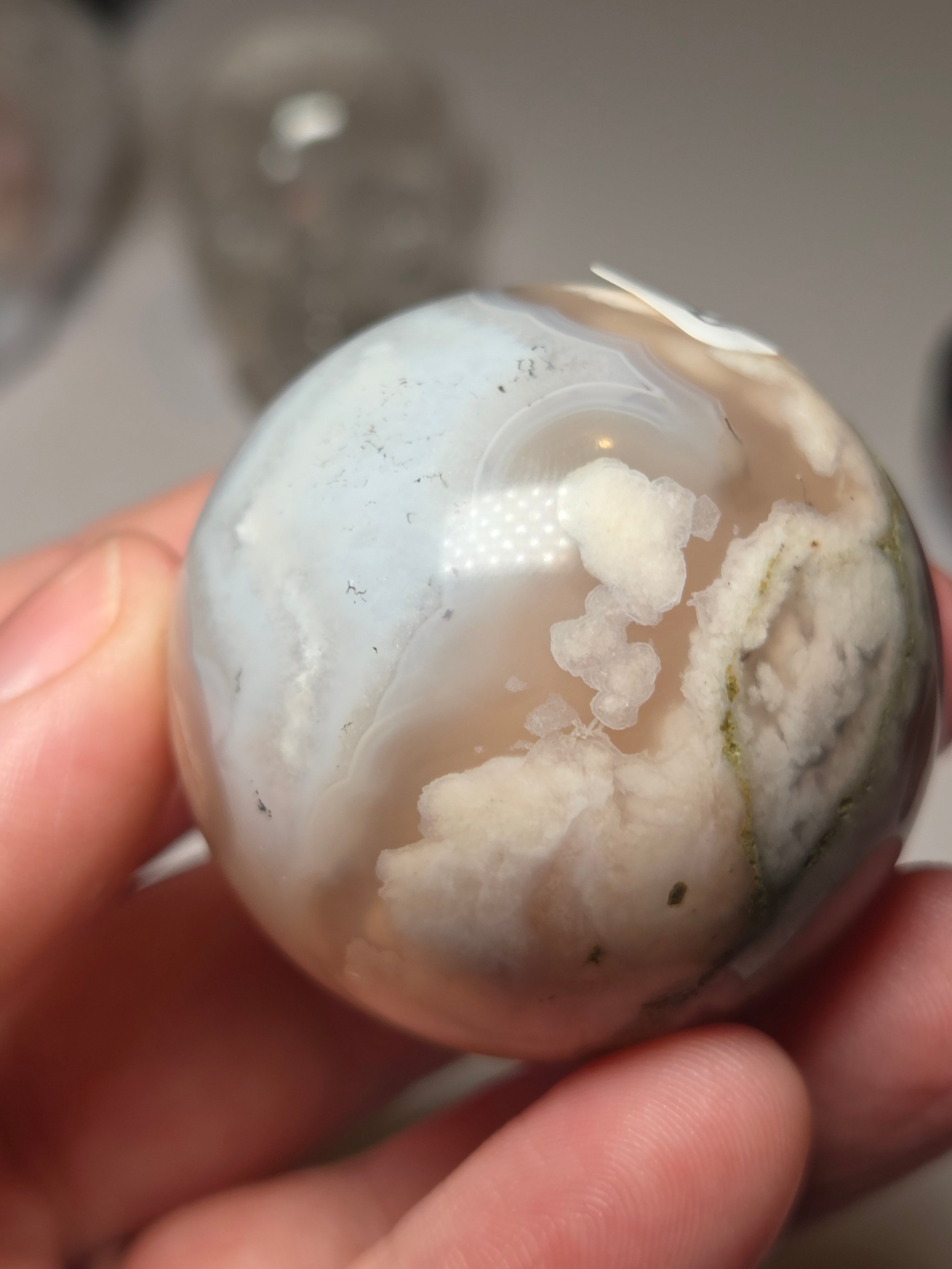 Grade A Flower agate crystal small sphere