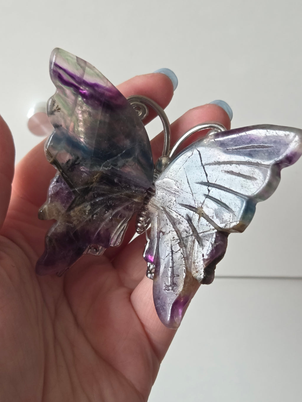 Beautiful rainbow flourite crystal butterfly