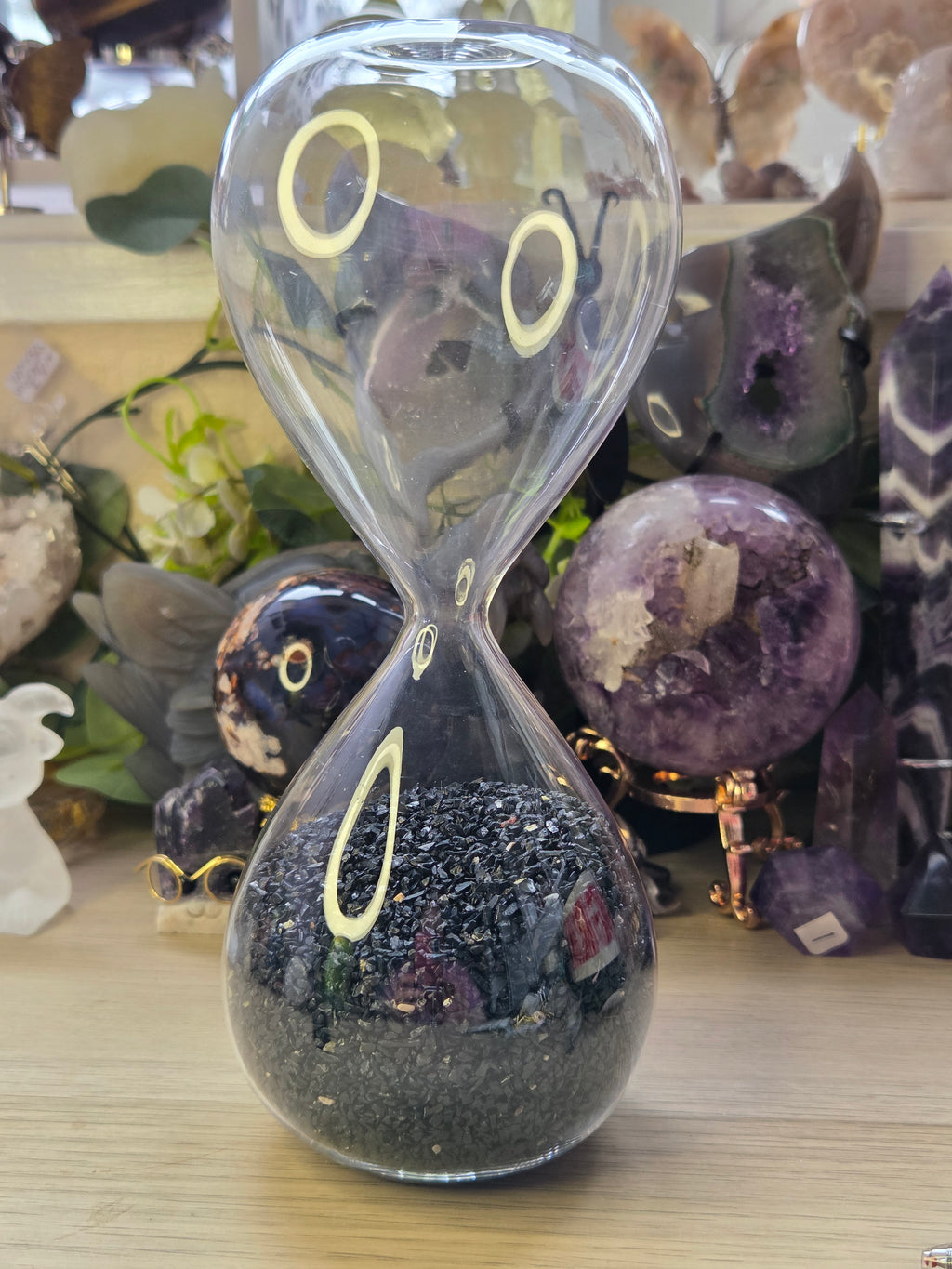 Black Tourmaline crystal  hour glass