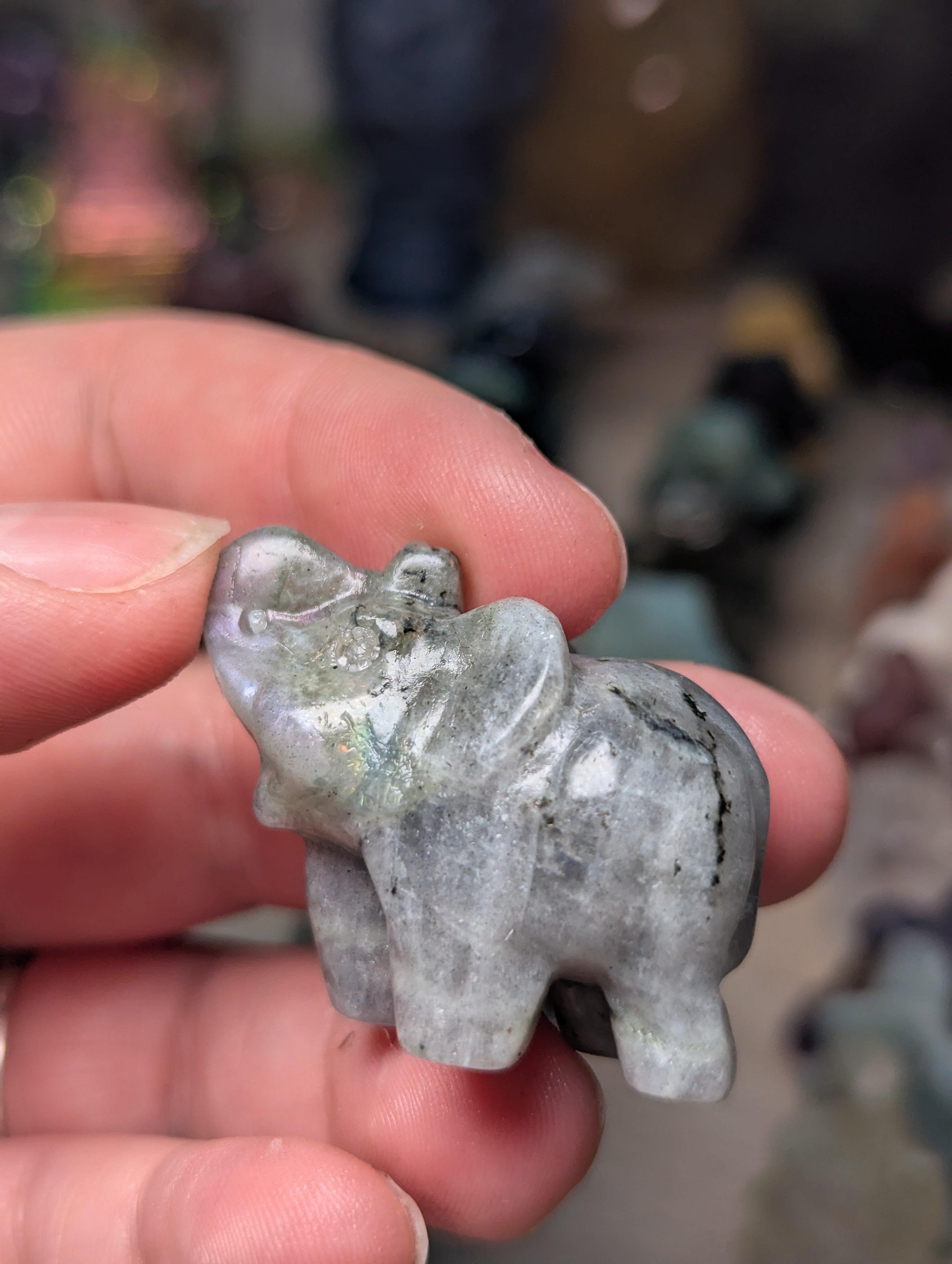 Labradorite crystal Elephant carving