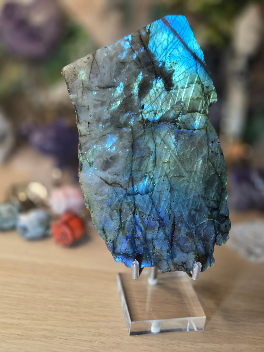 Labradorite crystal slice with stand