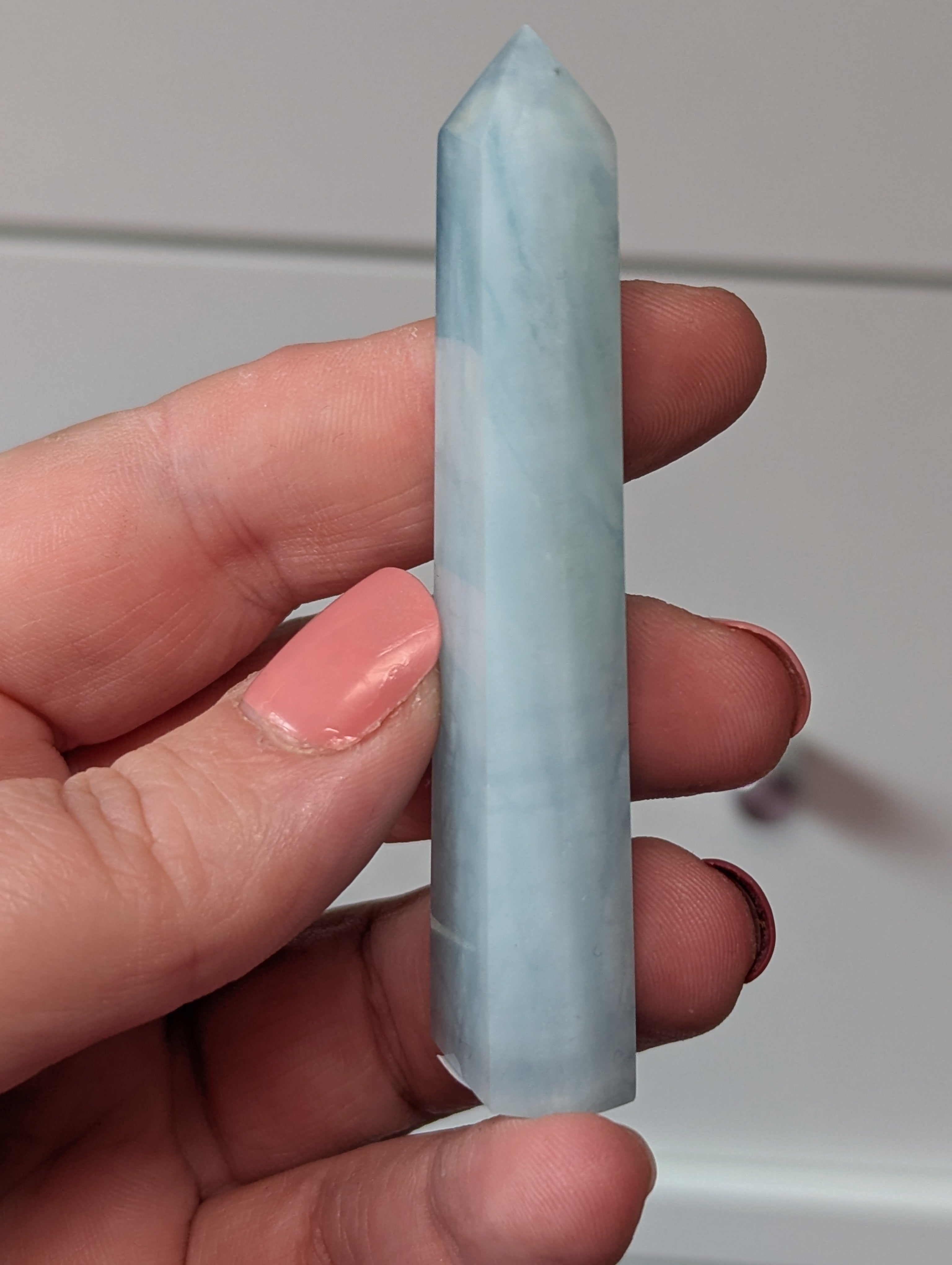 Aquamarine crystal tower carving