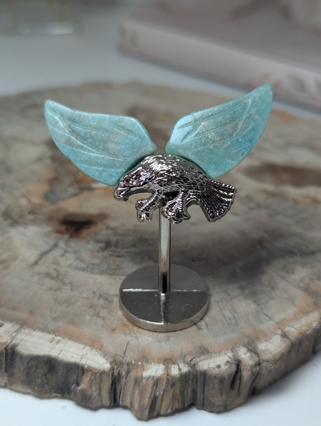 Amazonite  crystal winged Eagle carving