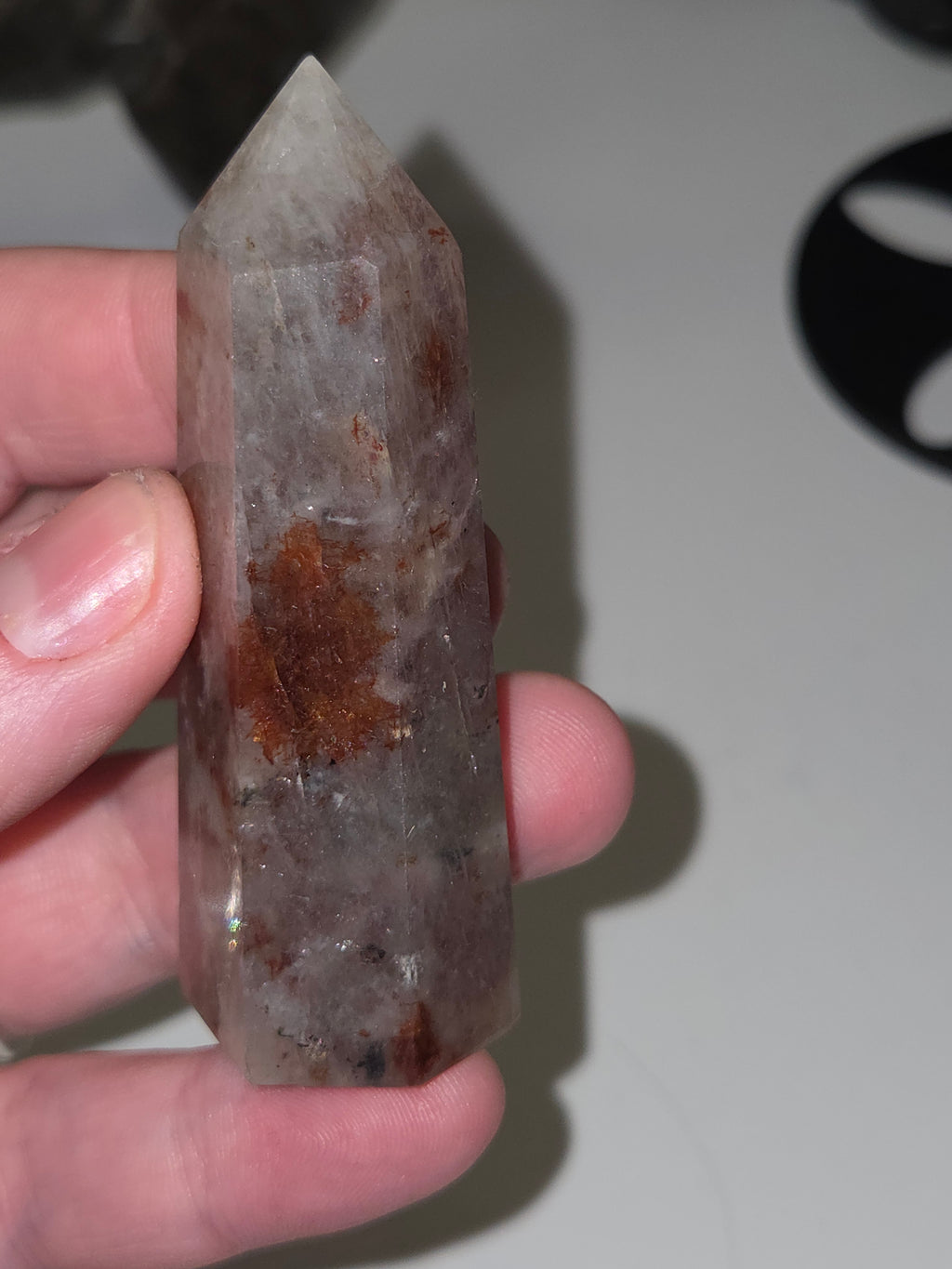 Sunstone in fire quartz crystal tower